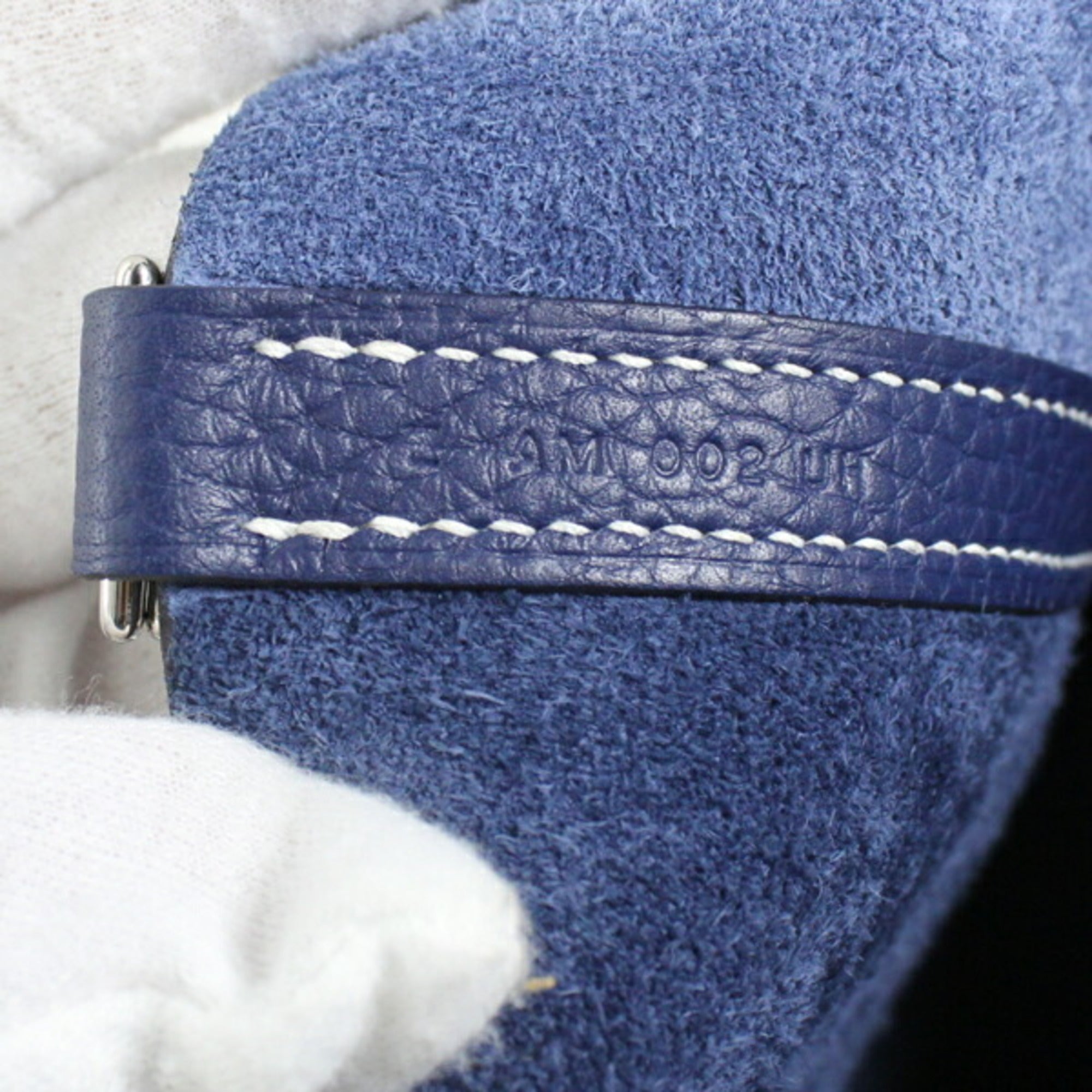 Hermes Bleu Saphir Taurillon Clemence Leather Handbag Tote Bag (Pre-Owned)