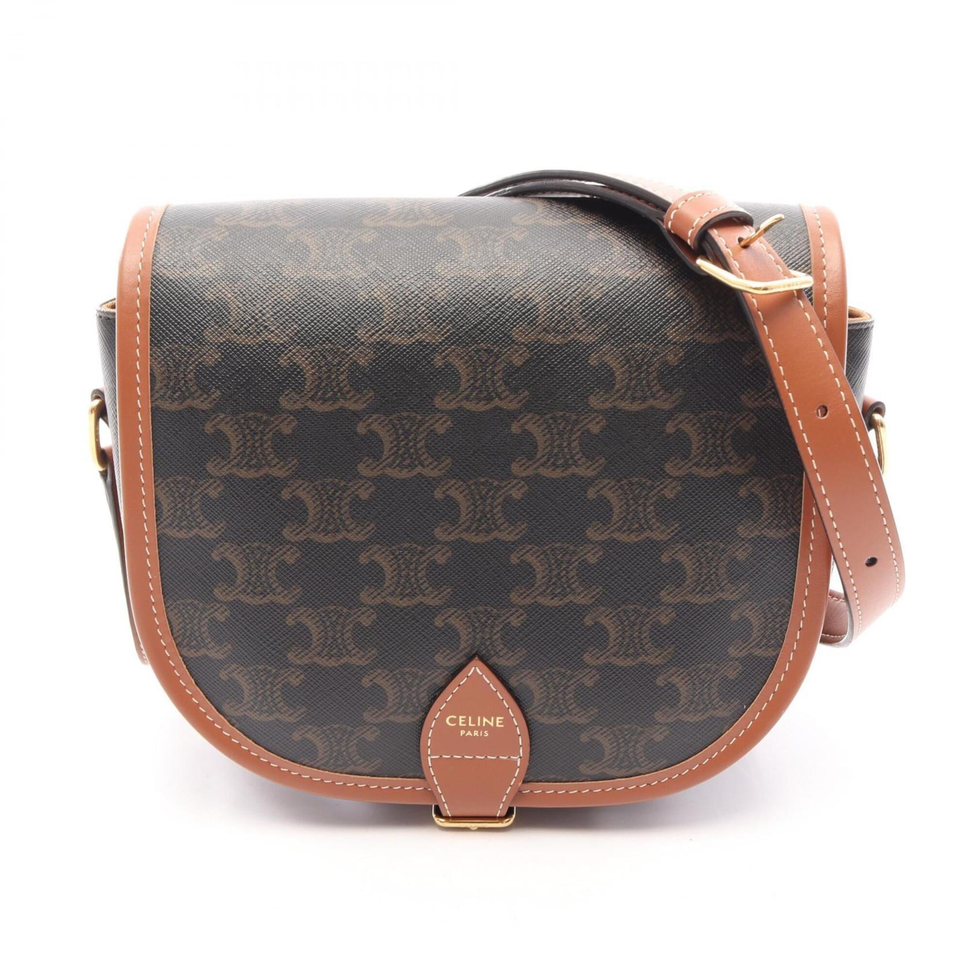 Celine Black Brown Coated Canvas Leather Handbag Shoulder Bag (Pre-Owned)