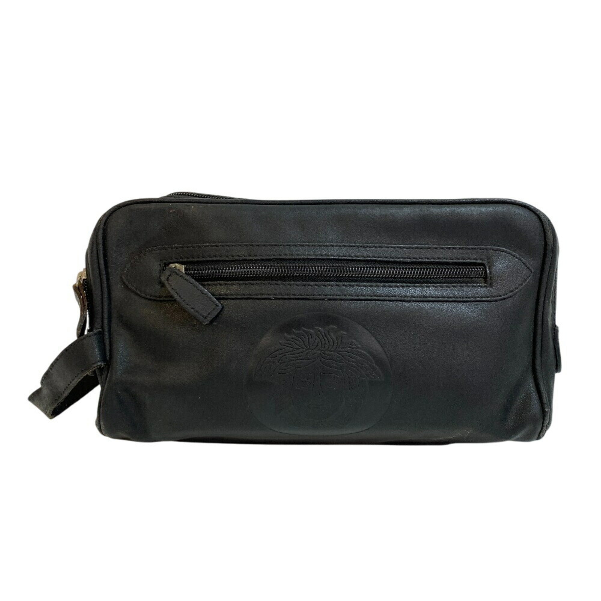 Versace Black Leather Clutch Bag (Pre-Owned)