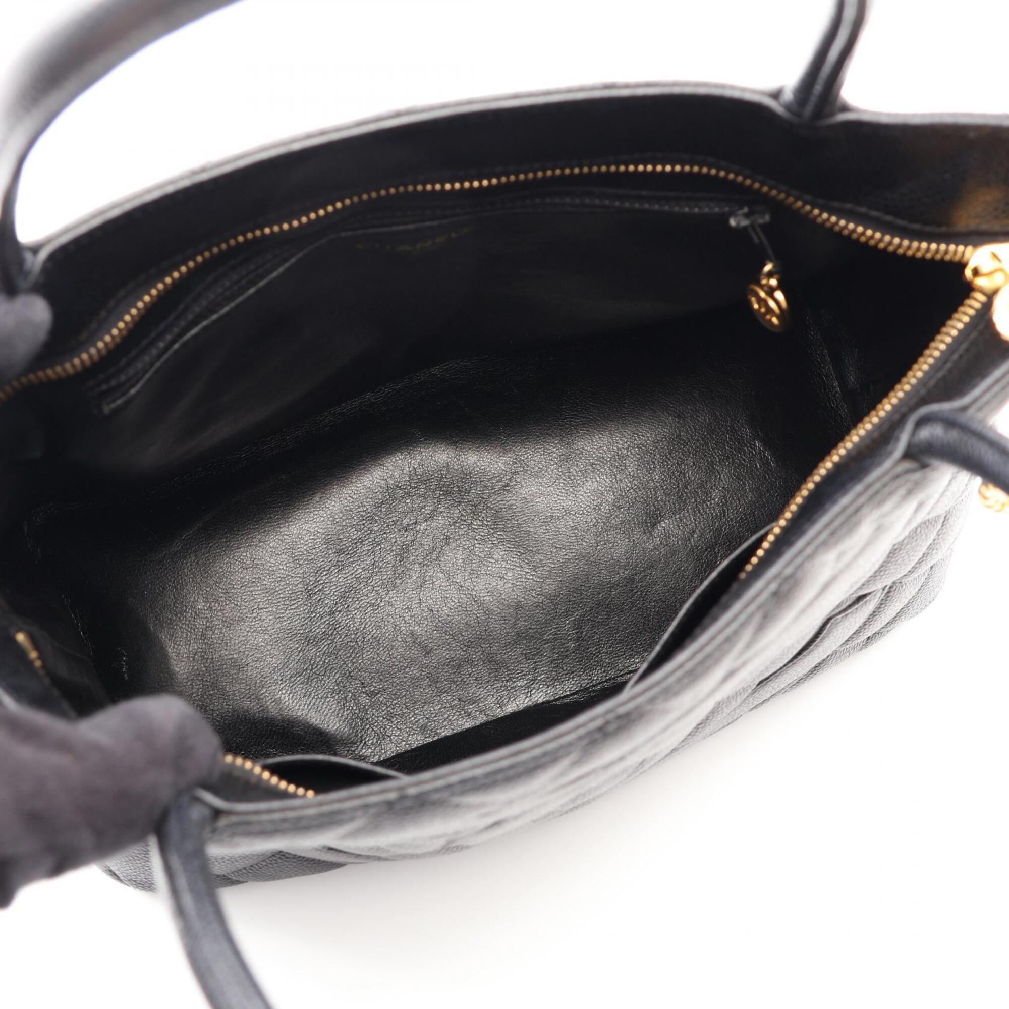 Chanel Black Grained Calfskin Handbag Tote Bag (Pre-Owned)