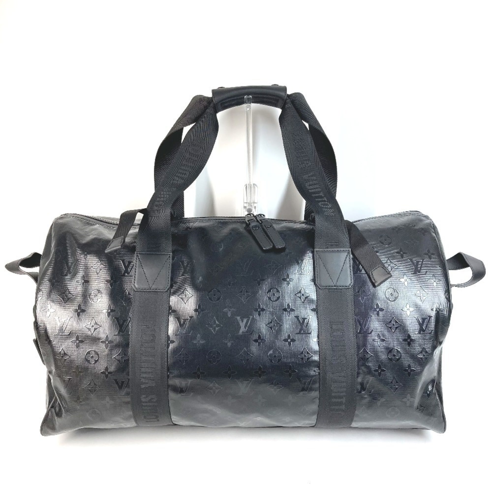 Louis Vuitton Black Leather Canvas Boston Bag Shoulder Bag (Pre-Owned)