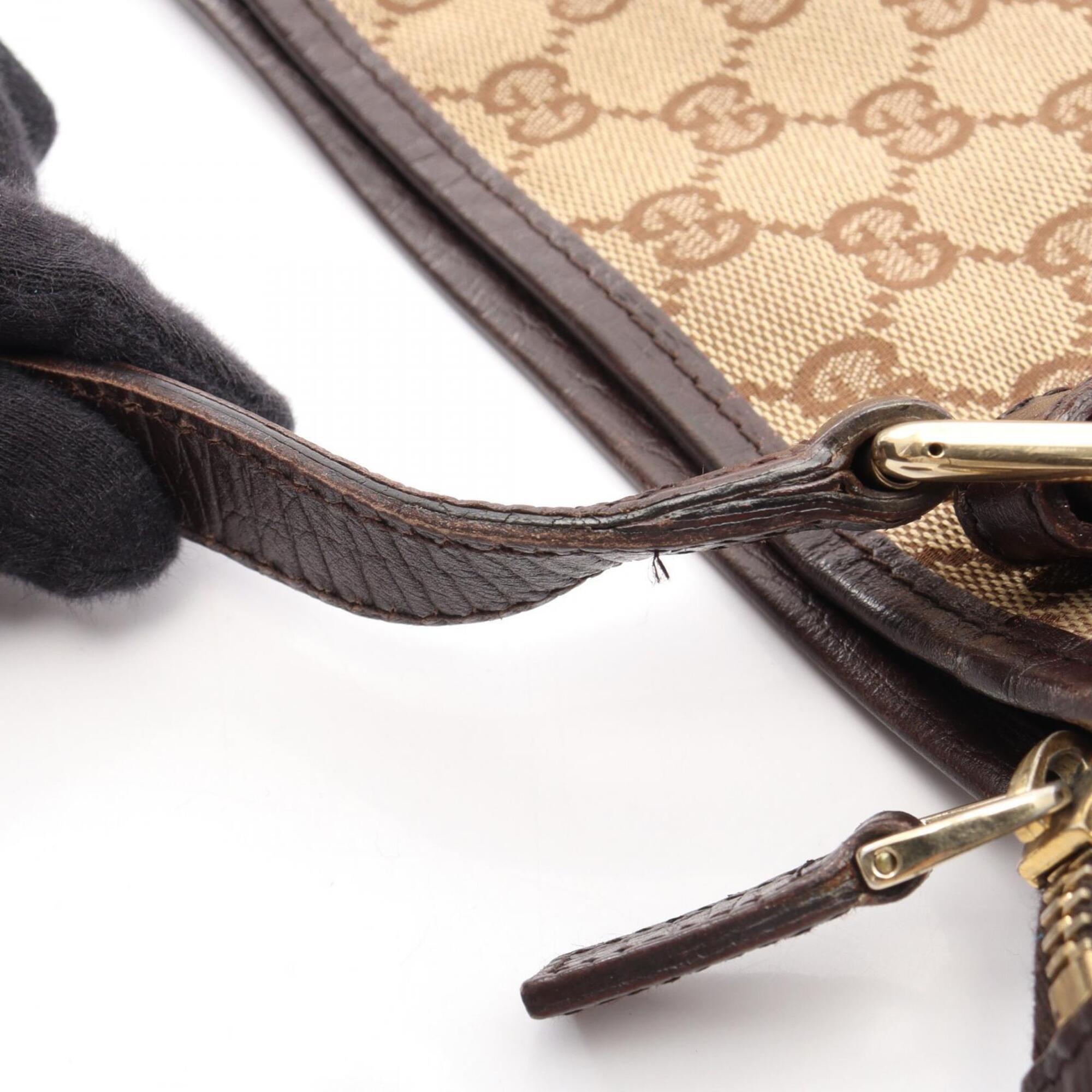Gucci Beige Brown Multi-Color Canvas Leather Handbag Shoulder Bag (Pre-Owned)