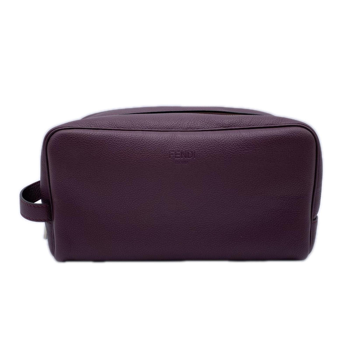 Fendi Red Color Wine Leather Clutch Bag (Pre-Owned)