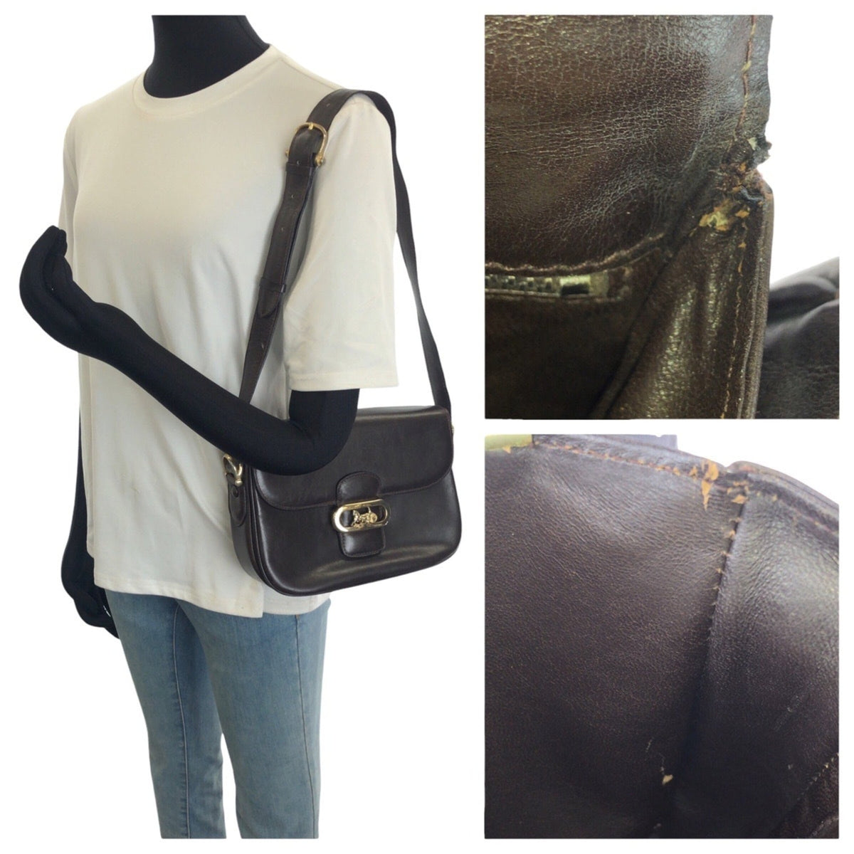 Celine Brown Dark Brown Leather Pochette Shoulder Bag (Pre-Owned)
