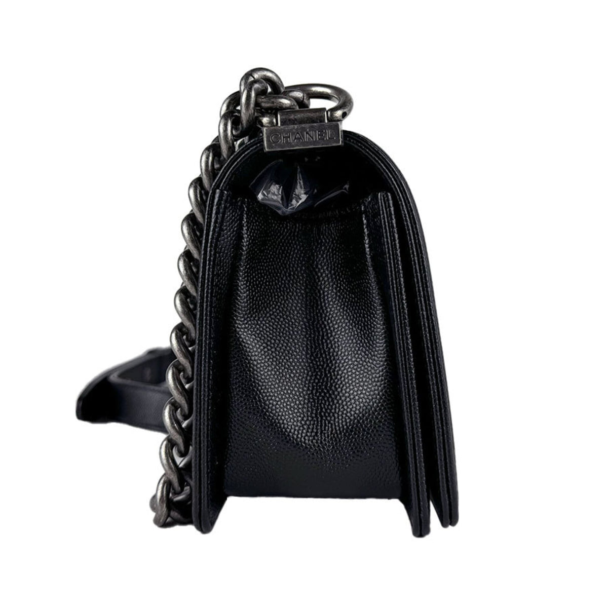 Chanel Black Grained Calfskin Leather Shoulder Bag (Pre-Owned)