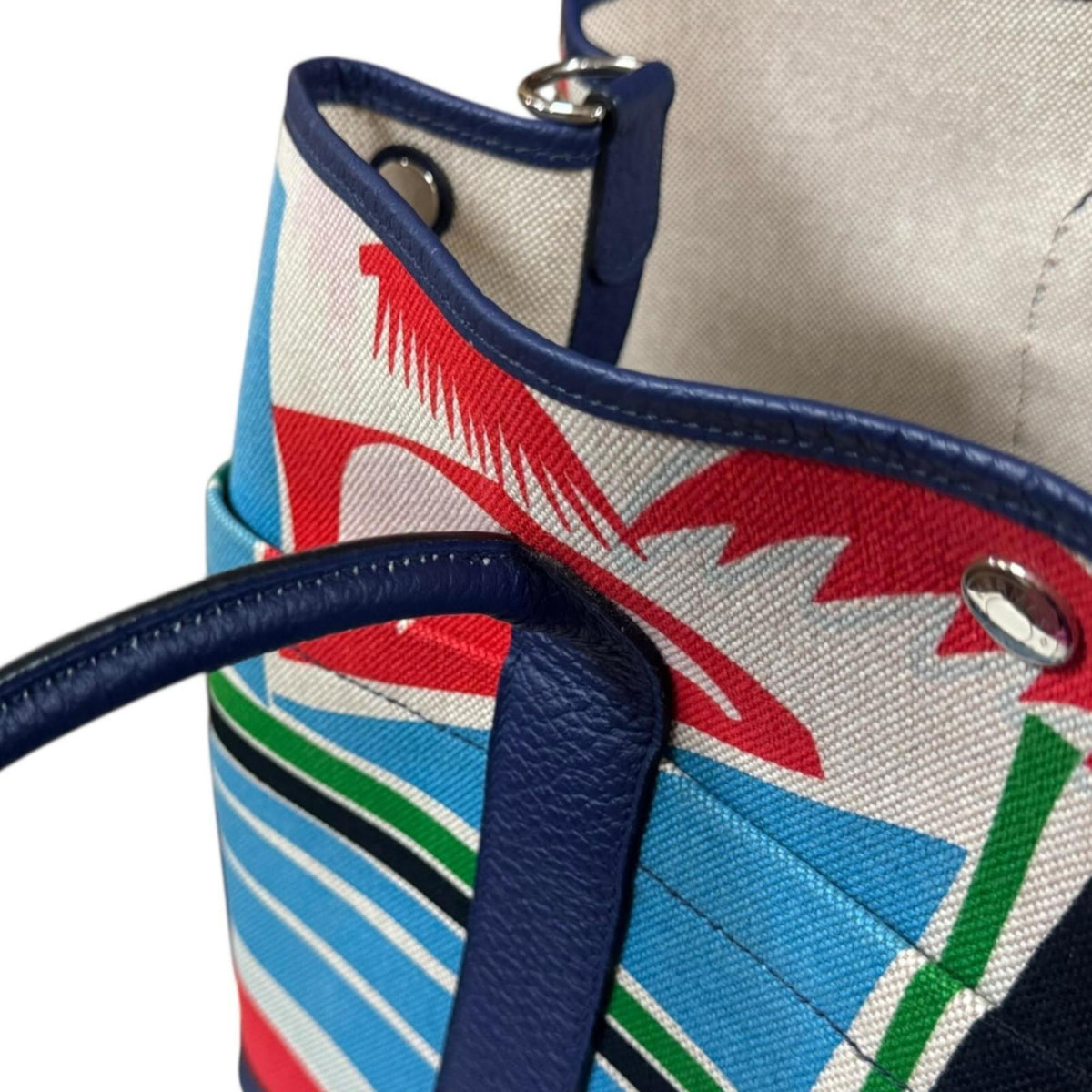 Hermes Blue Multi-Color Toile H Country Leather Shoulder Bag (Pre-Owned)