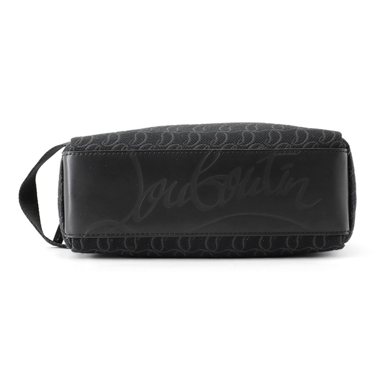 Christian Louboutin Black Canvas Leather Clutch Bag Handbag (Pre-Owned)