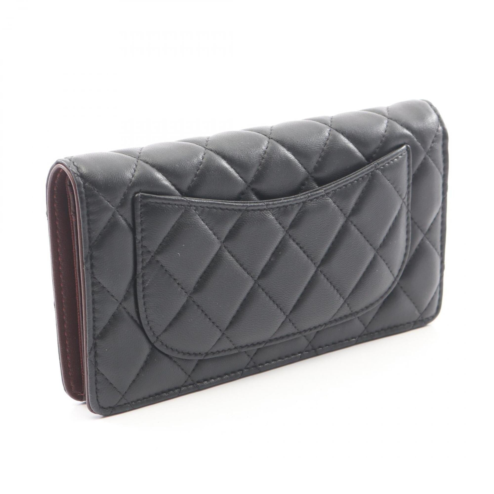 Chanel Black Leather Long Wallet (Bi-Fold) (Pre-Owned)