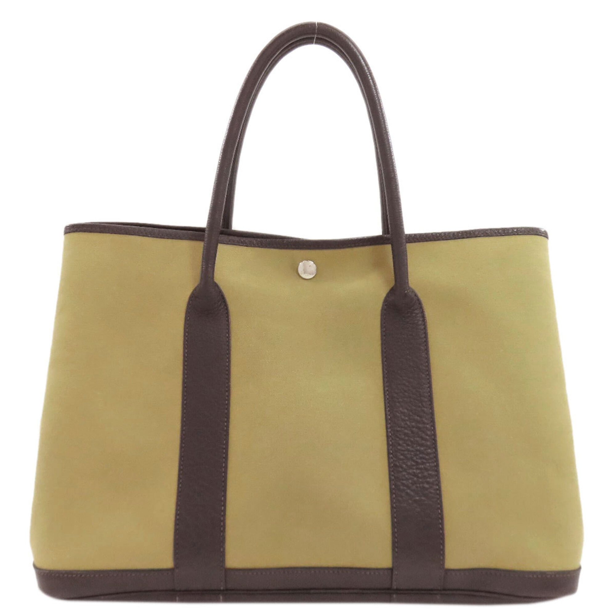 Hermes Garden Khaki Toile Officier Tote Bag (Pre-Owned)
