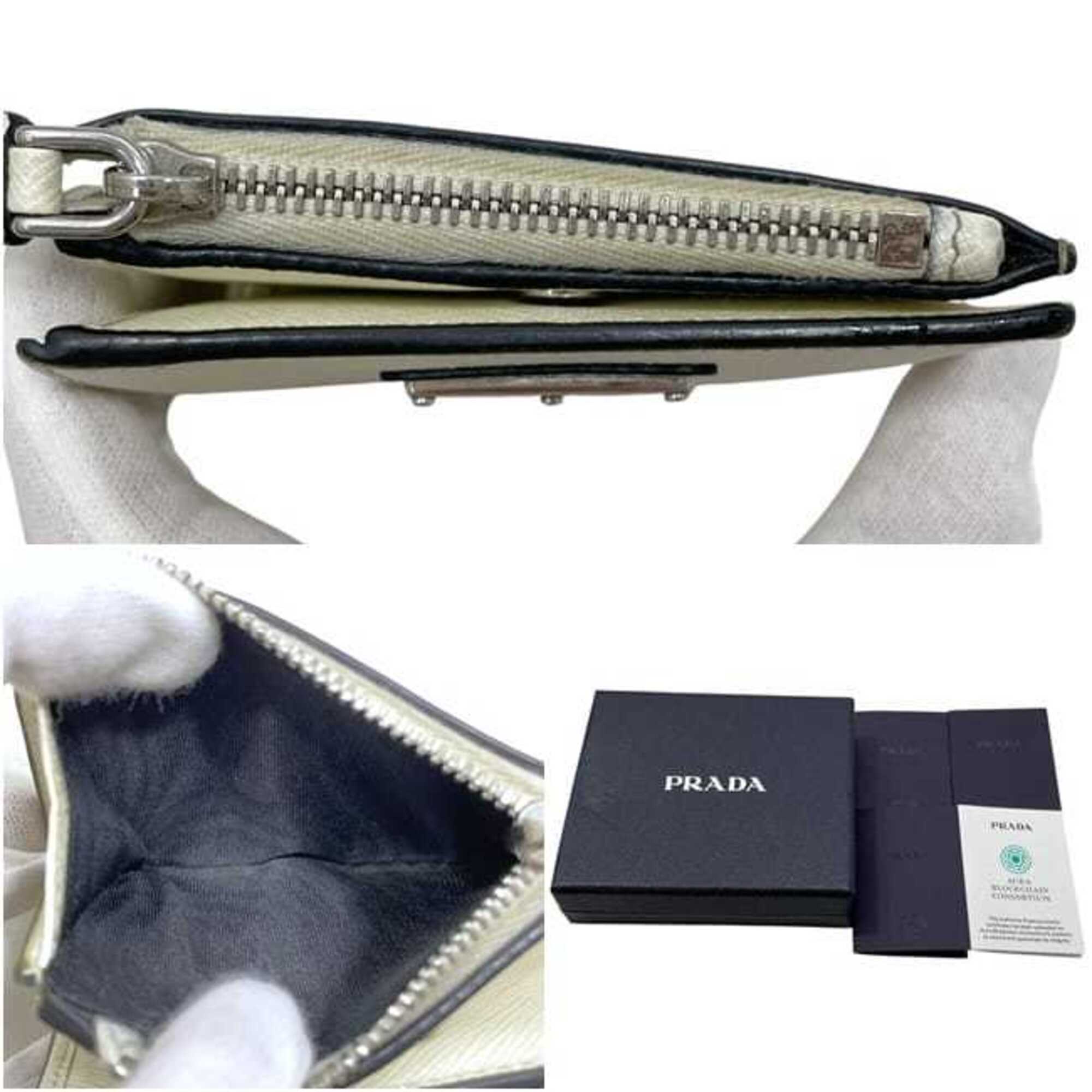 Prada White Leather Wallet (Bi-Fold) (Pre-Owned)