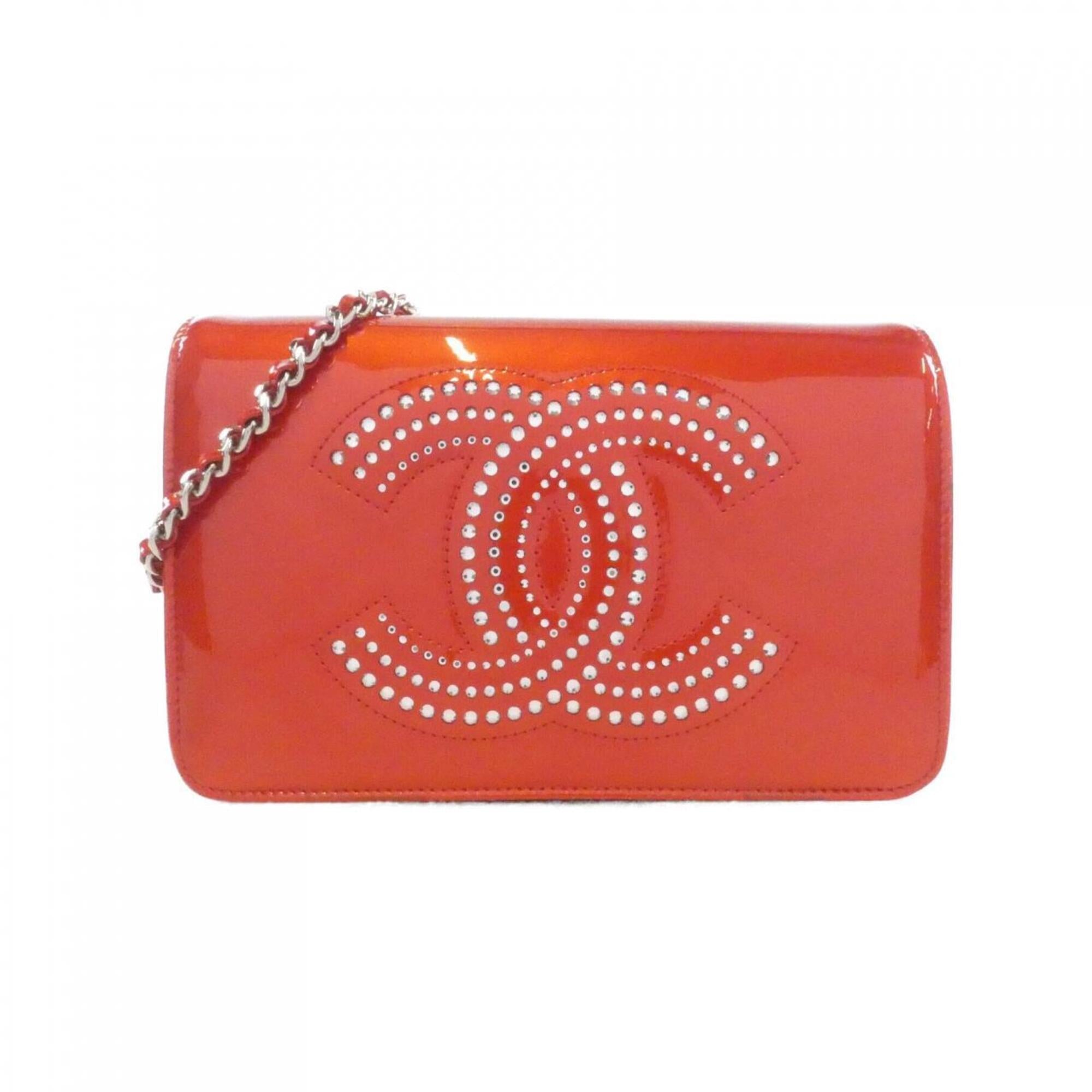 Chanel Red Color Chain/Shoulder Wallet (Pre-Owned)