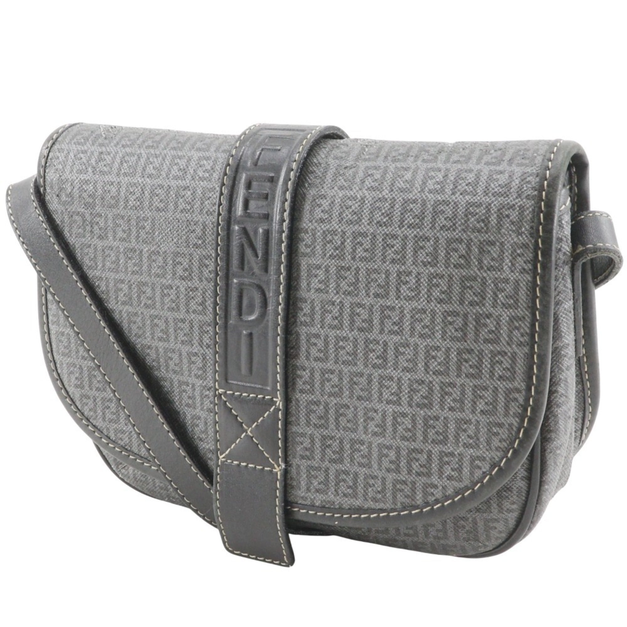 Fendi Zucchino Gray Zucchino Pochette Shoulder Bag (Pre-Owned)