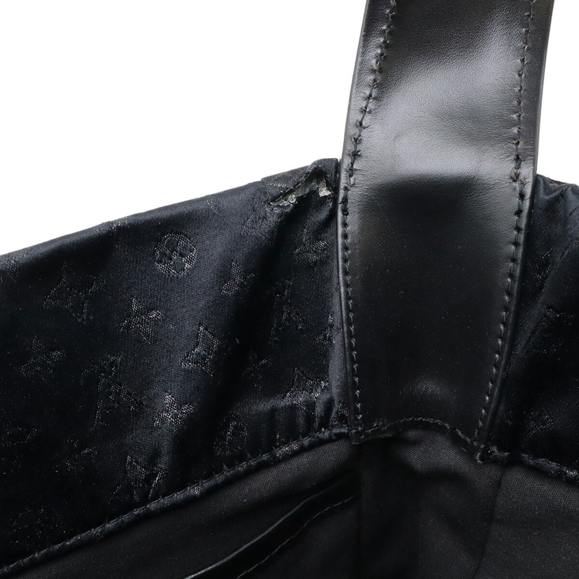 Louis Vuitton Black Noir Monogram Satin Patent Leather Coated Canvas Shoulder Bag (Pre-Owned)