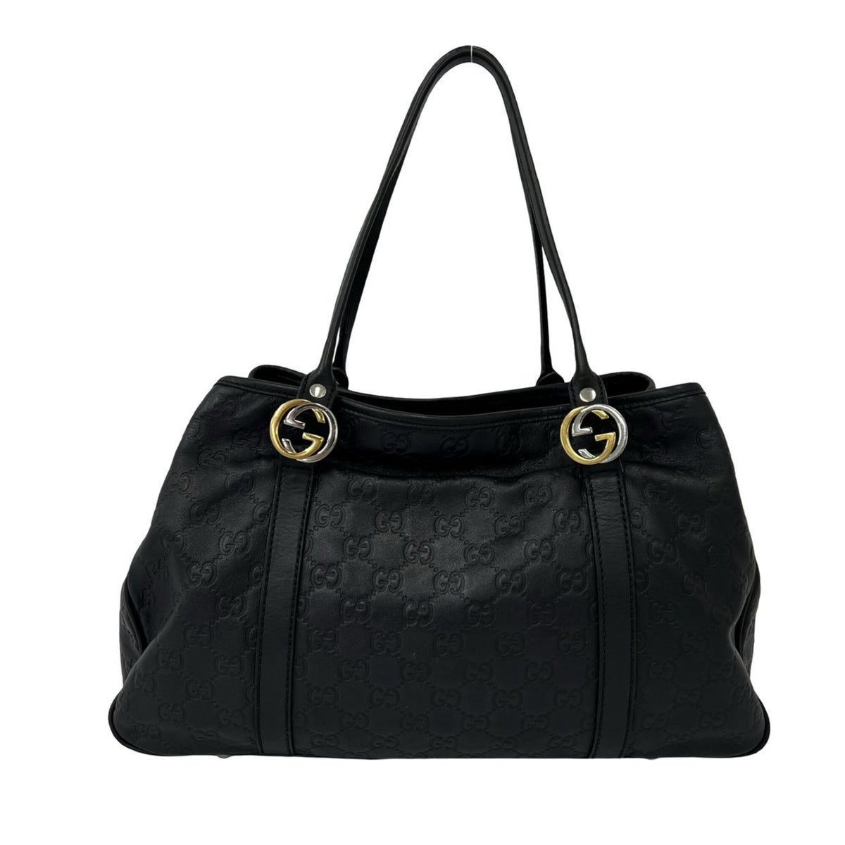 Gucci Black Leather Handbag Shoulder Bag Tote Bag (Pre-Owned)