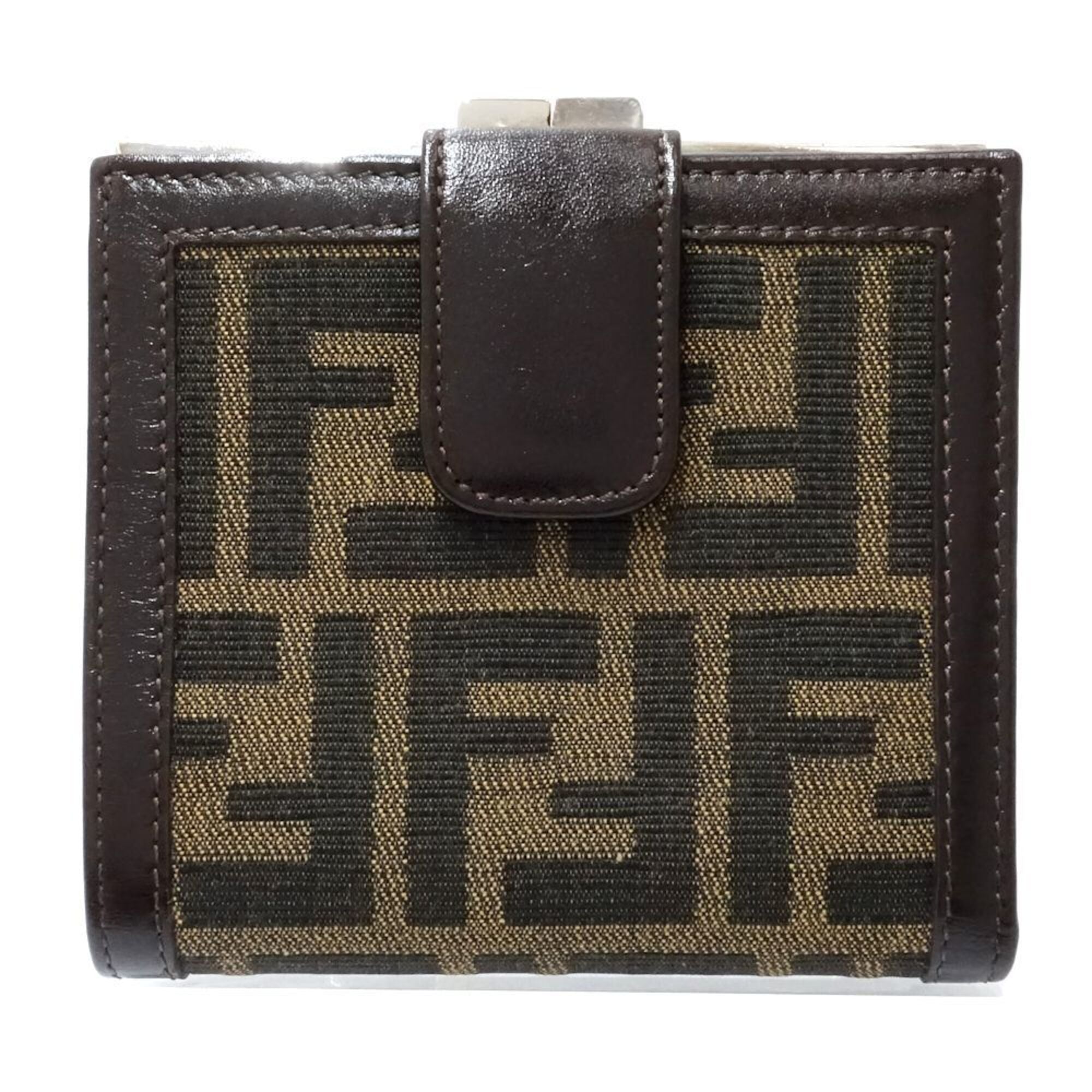 Fendi Zucca Brown Canvas Leather Wallet (Bi-Fold) (Pre-Owned)