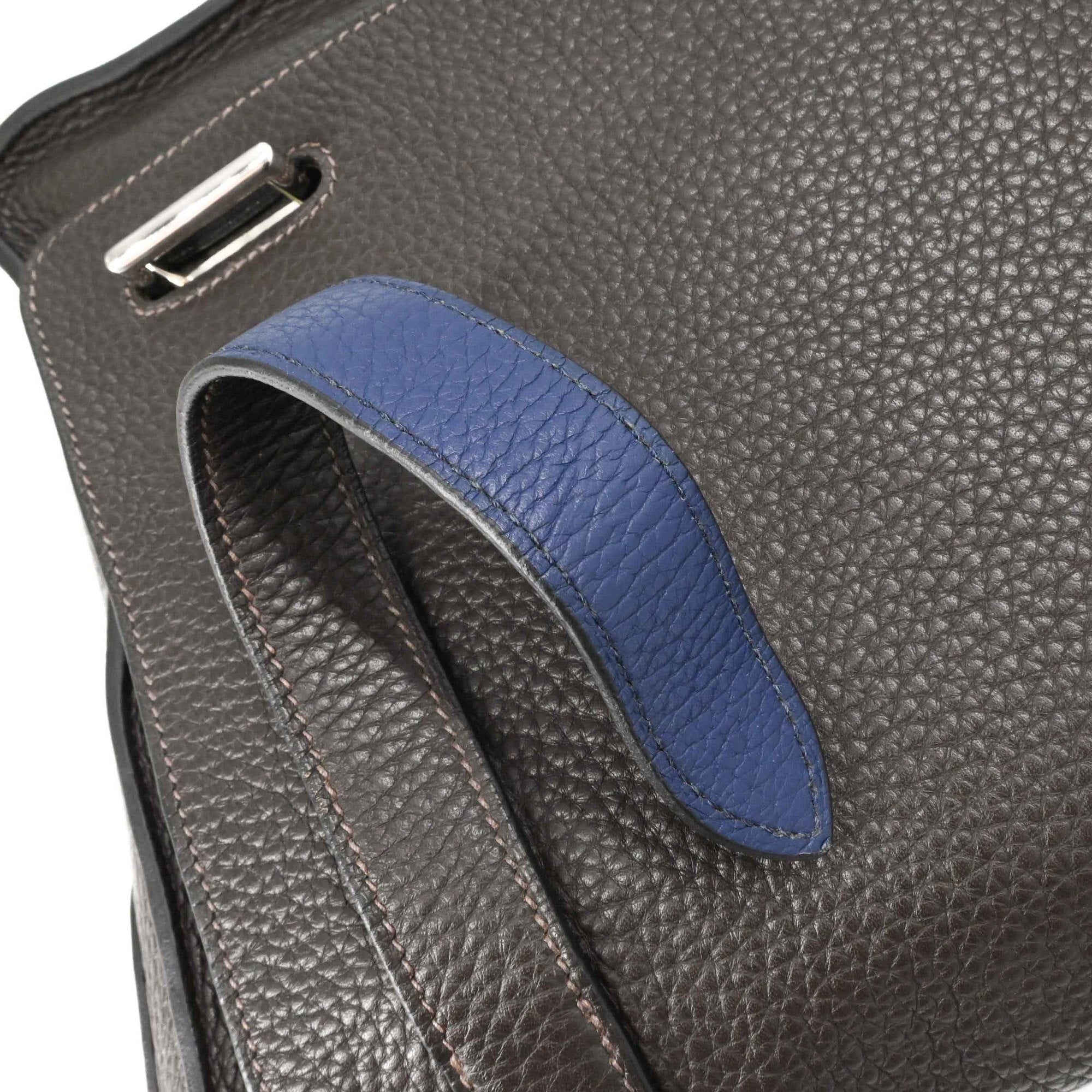Hermes Caporal Blue Etain Taurillon Clemence Leather Shoulder Bag (Pre-Owned)