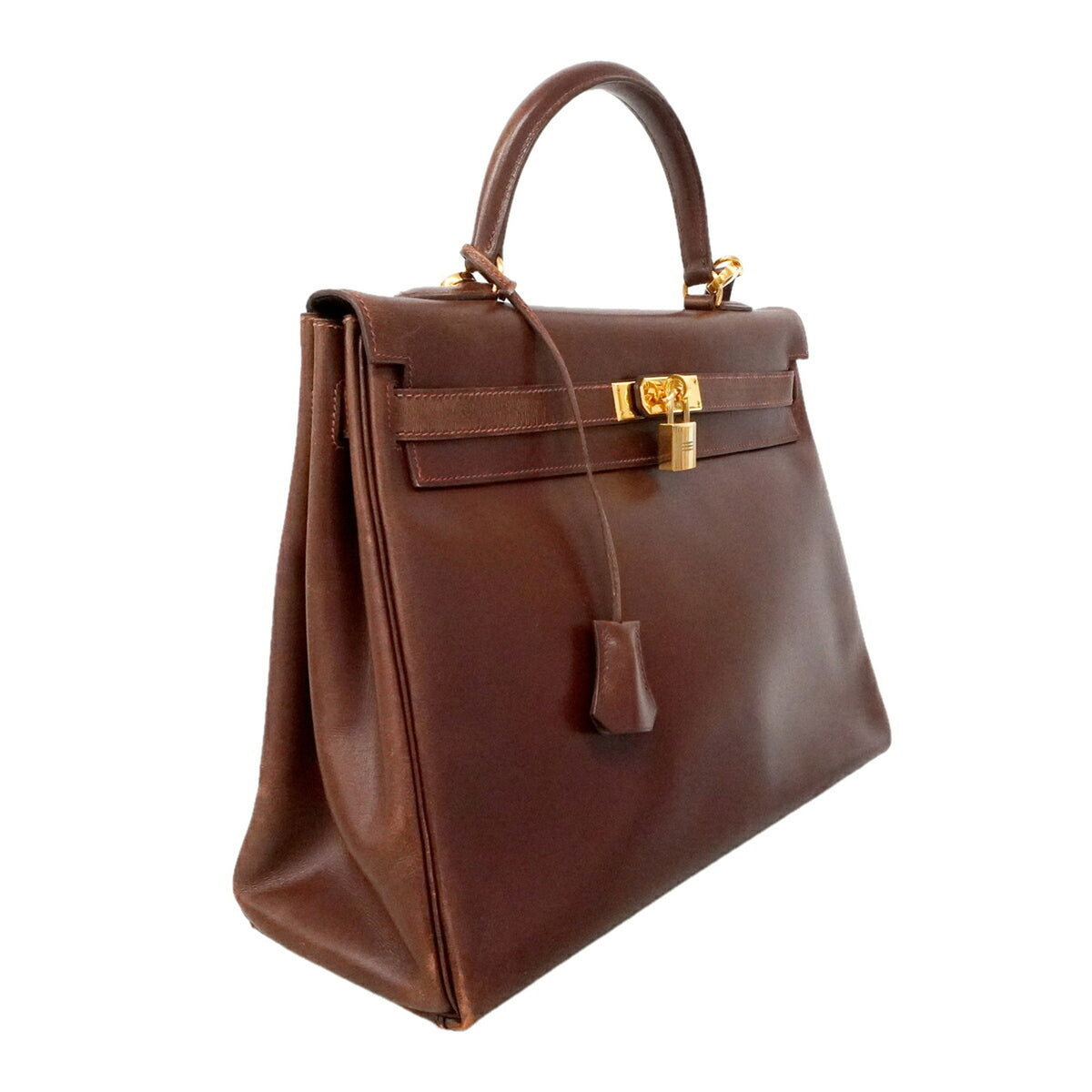 Hermes Noisette Box Calf Leather Handbag (Pre-Owned)
