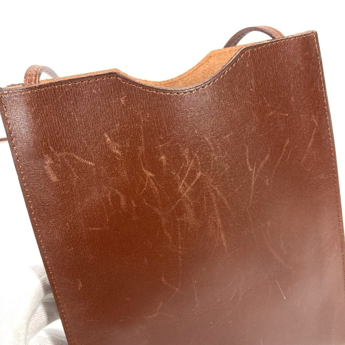 Hermes Brown Havane Box Calf Leather Pochette Shoulder Bag (Pre-Owned)
