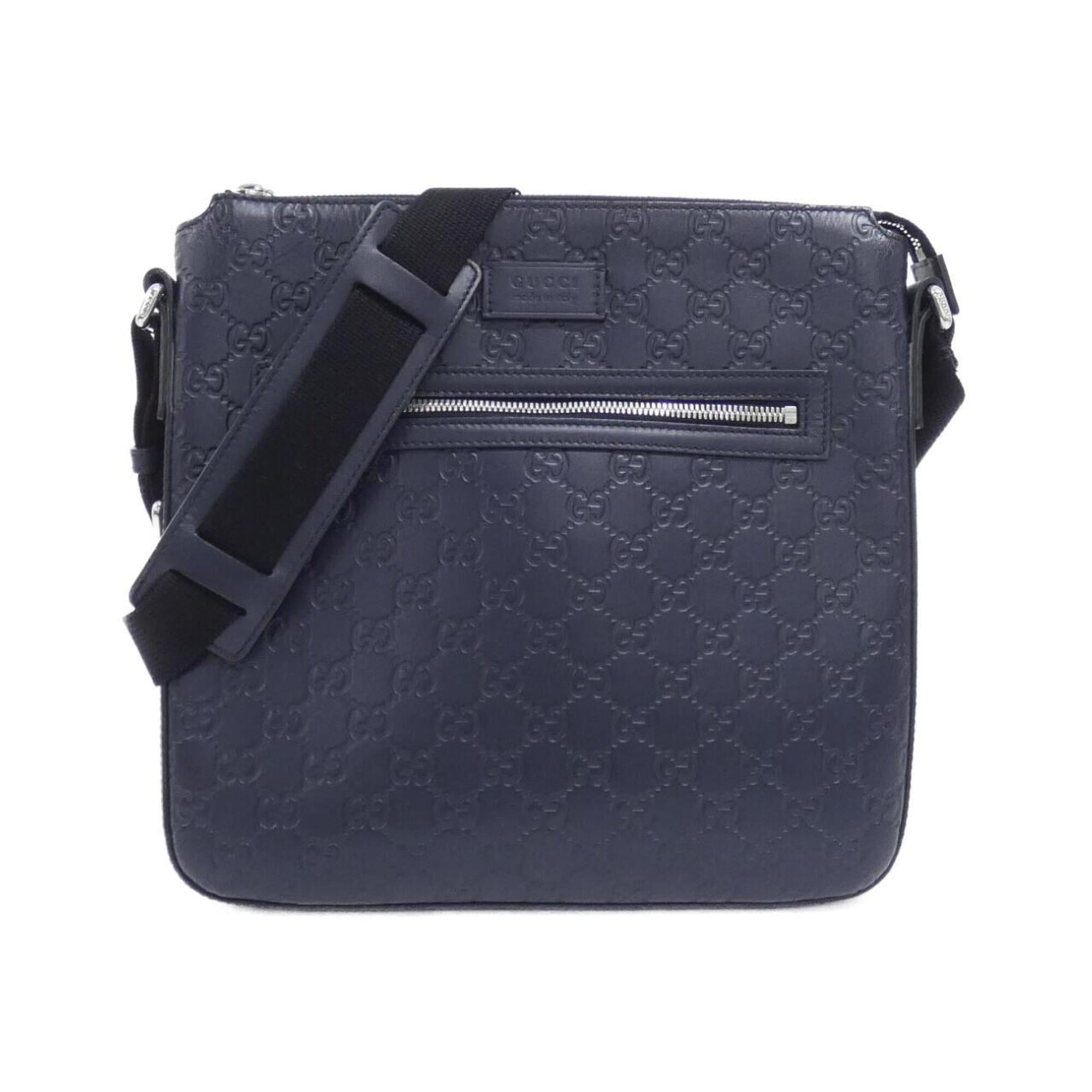 Gucci Navy Gg Leather Shoulder Bag (Pre-Owned)