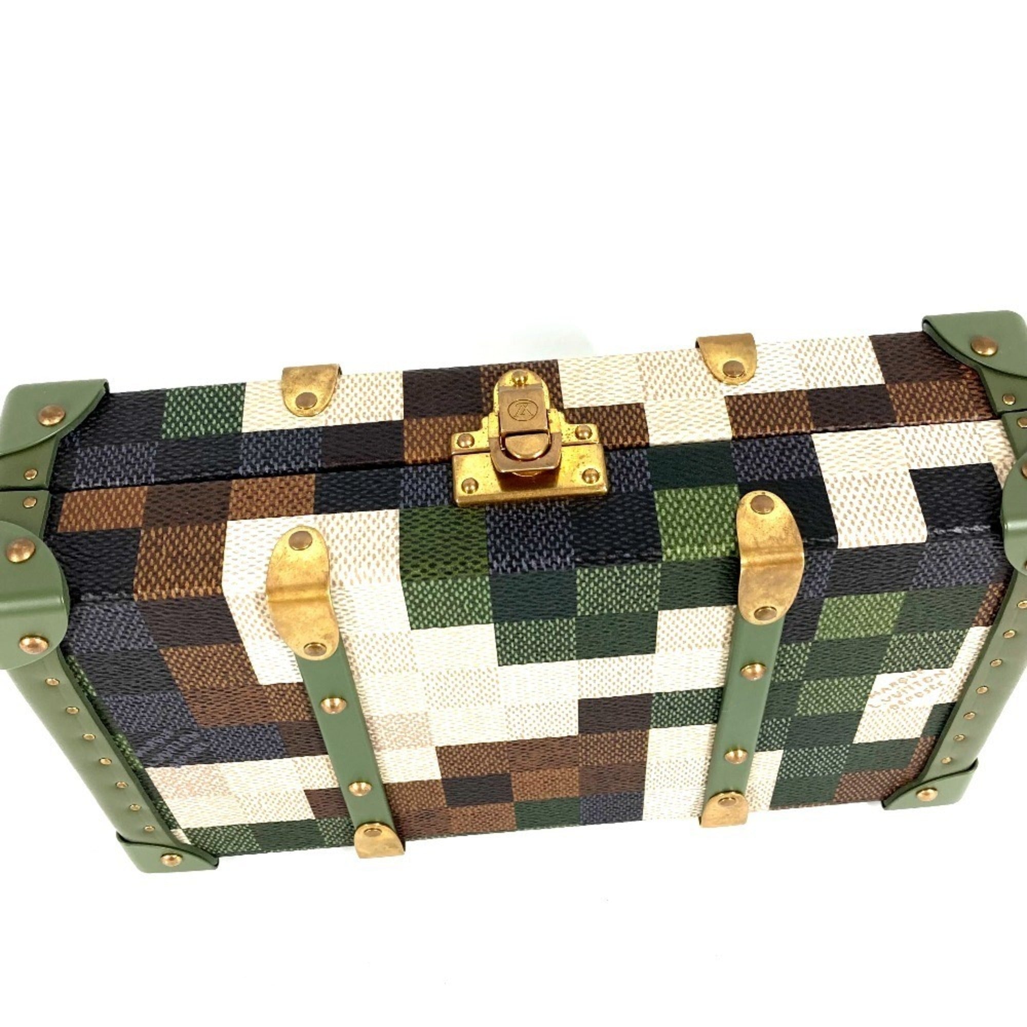 Louis Vuitton Khaki Leather Clutch Bag Handbag Pouch Shoulder Bag (Pre-Owned)