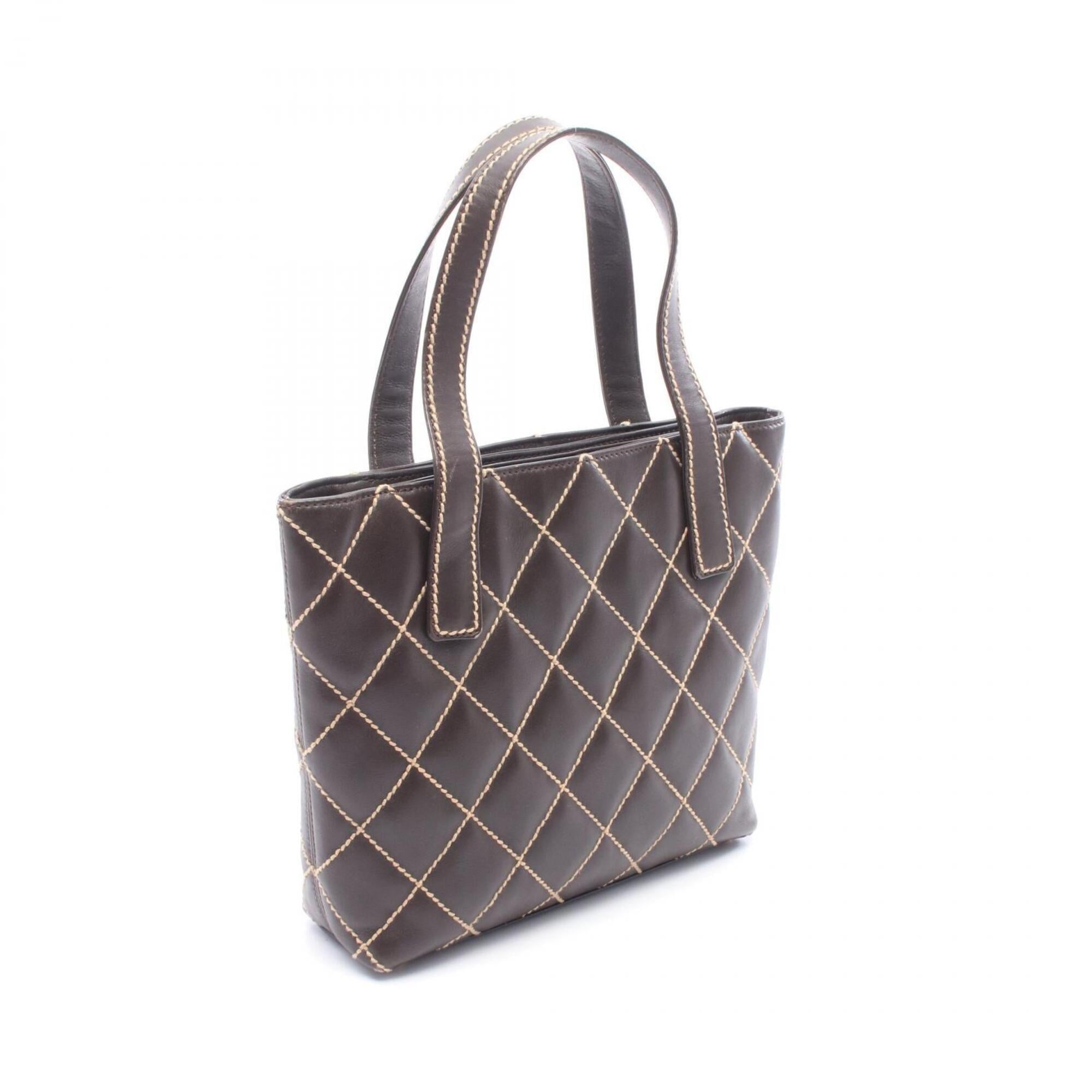 Chanel Brown Leather Handbag Tote Bag (Pre-Owned)