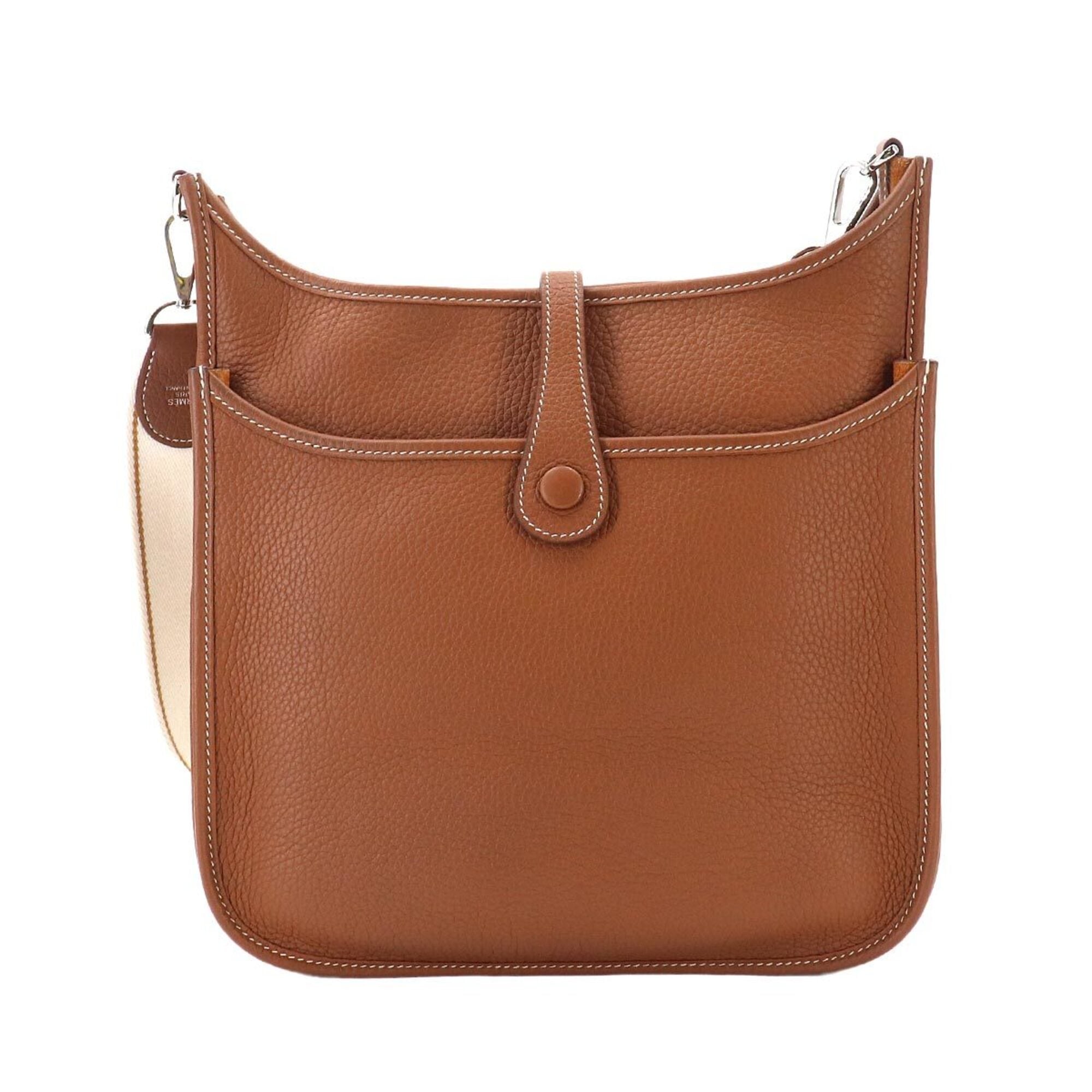 Hermes Evelyne Gold Taurillon Clemence Leather Handbag Shoulder Bag (Pre-Owned)