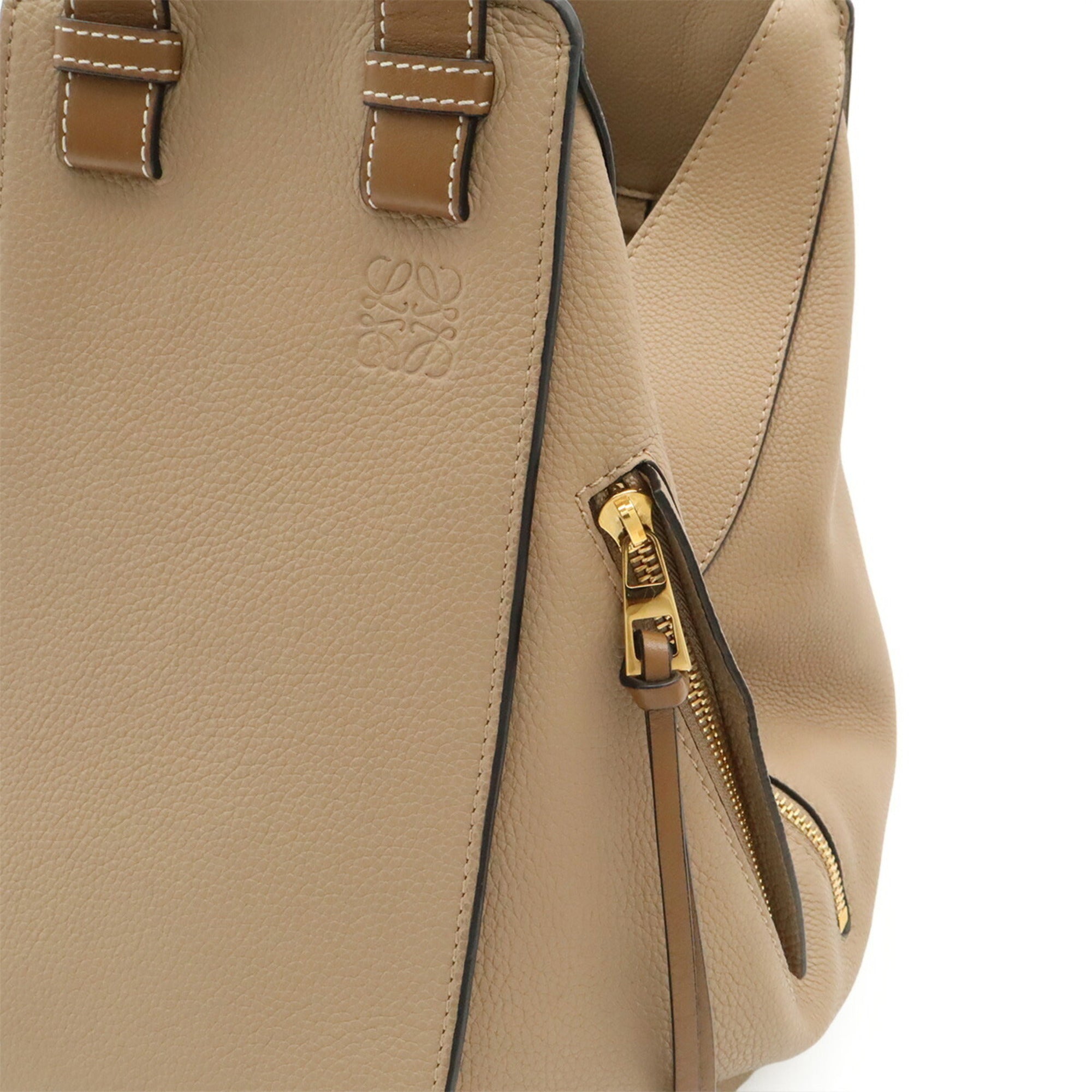 Loewe Beige Brown Brown Leather Handbag Shoulder Bag (Pre-Owned)