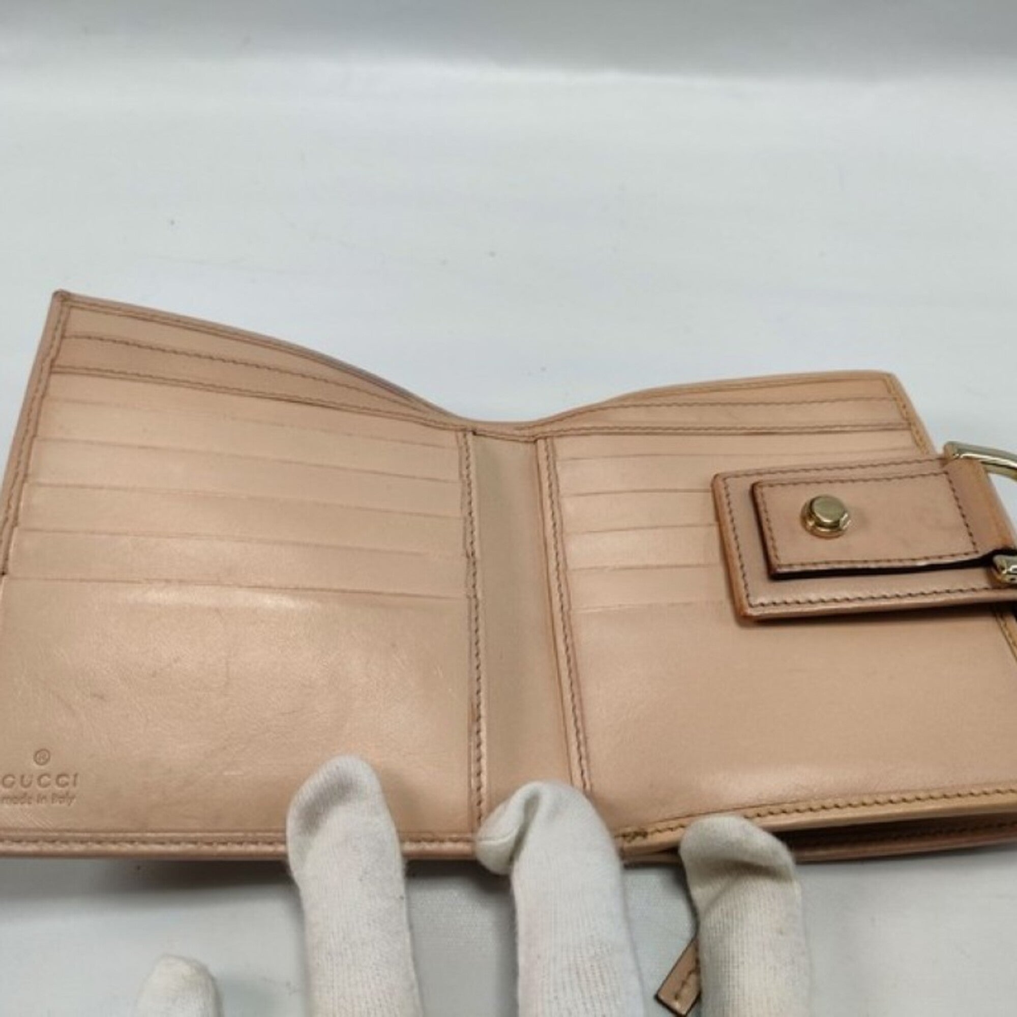 Gucci Beige Gg Canvas Leather Wallet (Bi-Fold) (Pre-Owned)
