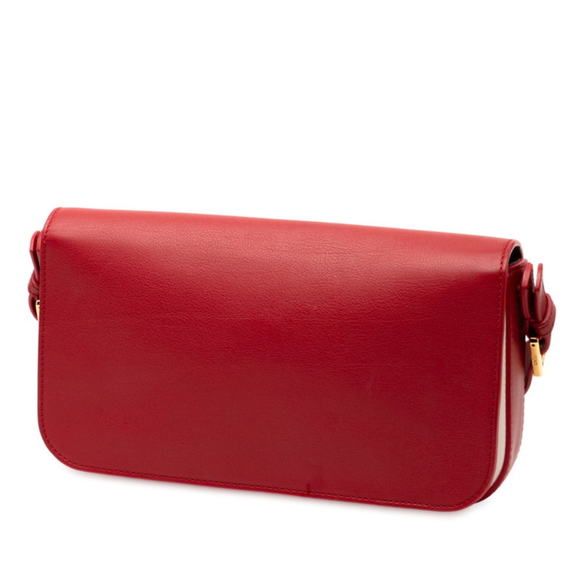 Fendi Red Color Leather Shoulder Bag (Pre-Owned)