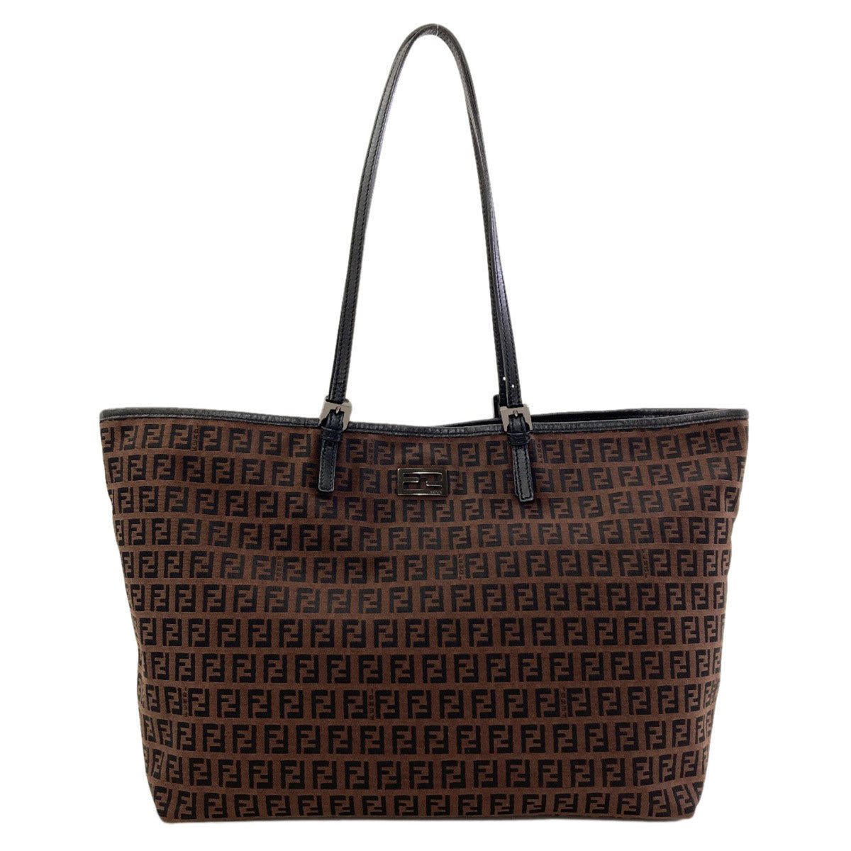 Fendi Brown Canvas Leather Tote Bag (Pre-Owned)
