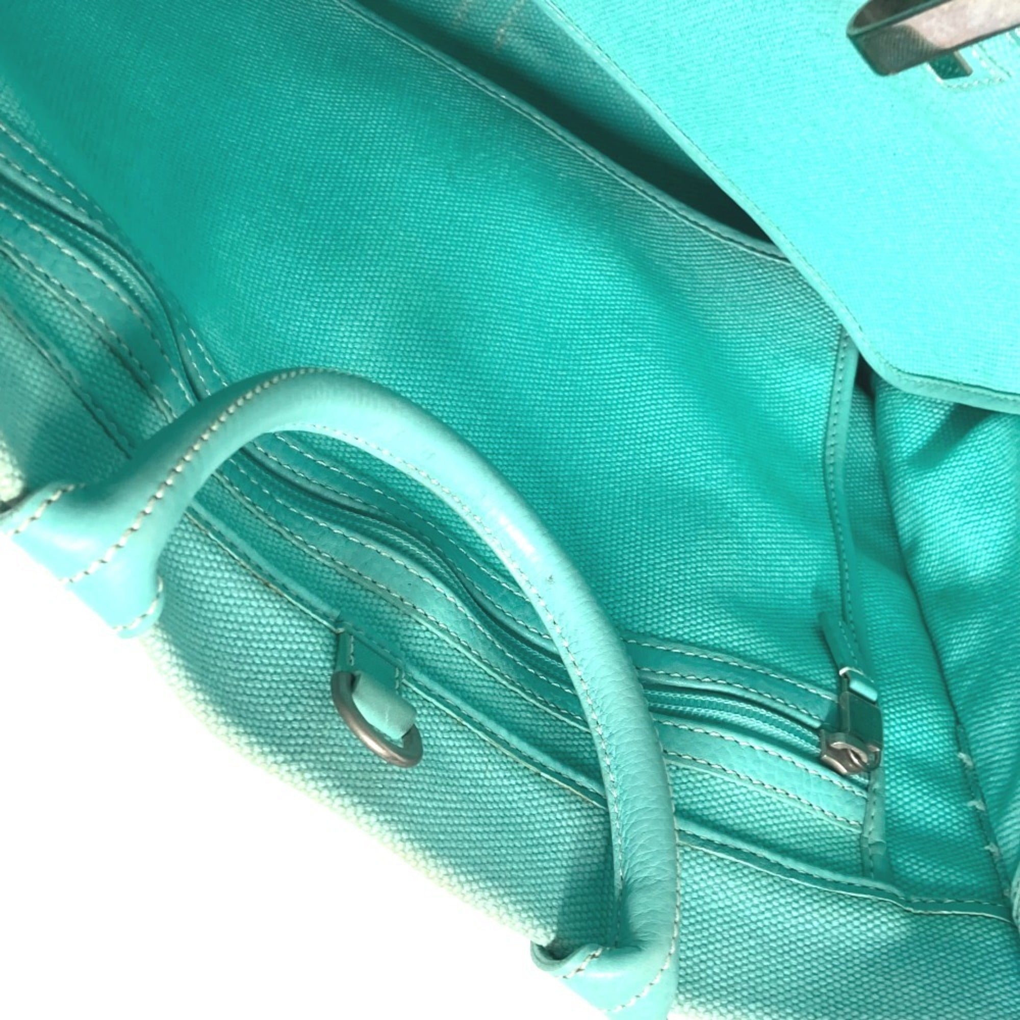Tiffany Blue Canvas Handbag Shoulder Bag Tote Bag (Pre-Owned)