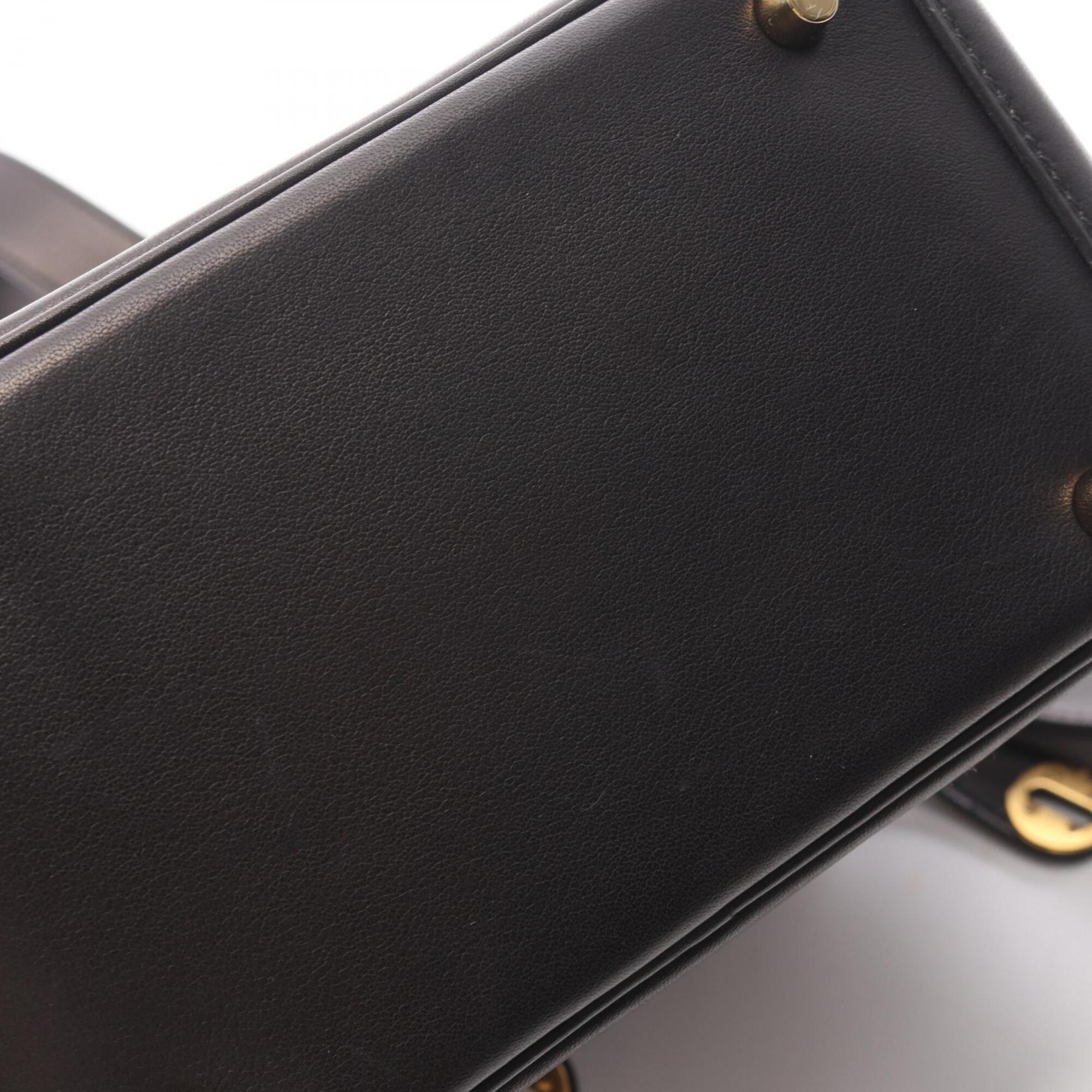 Hermes Black Leather Handbag Shoulder Bag (Pre-Owned)