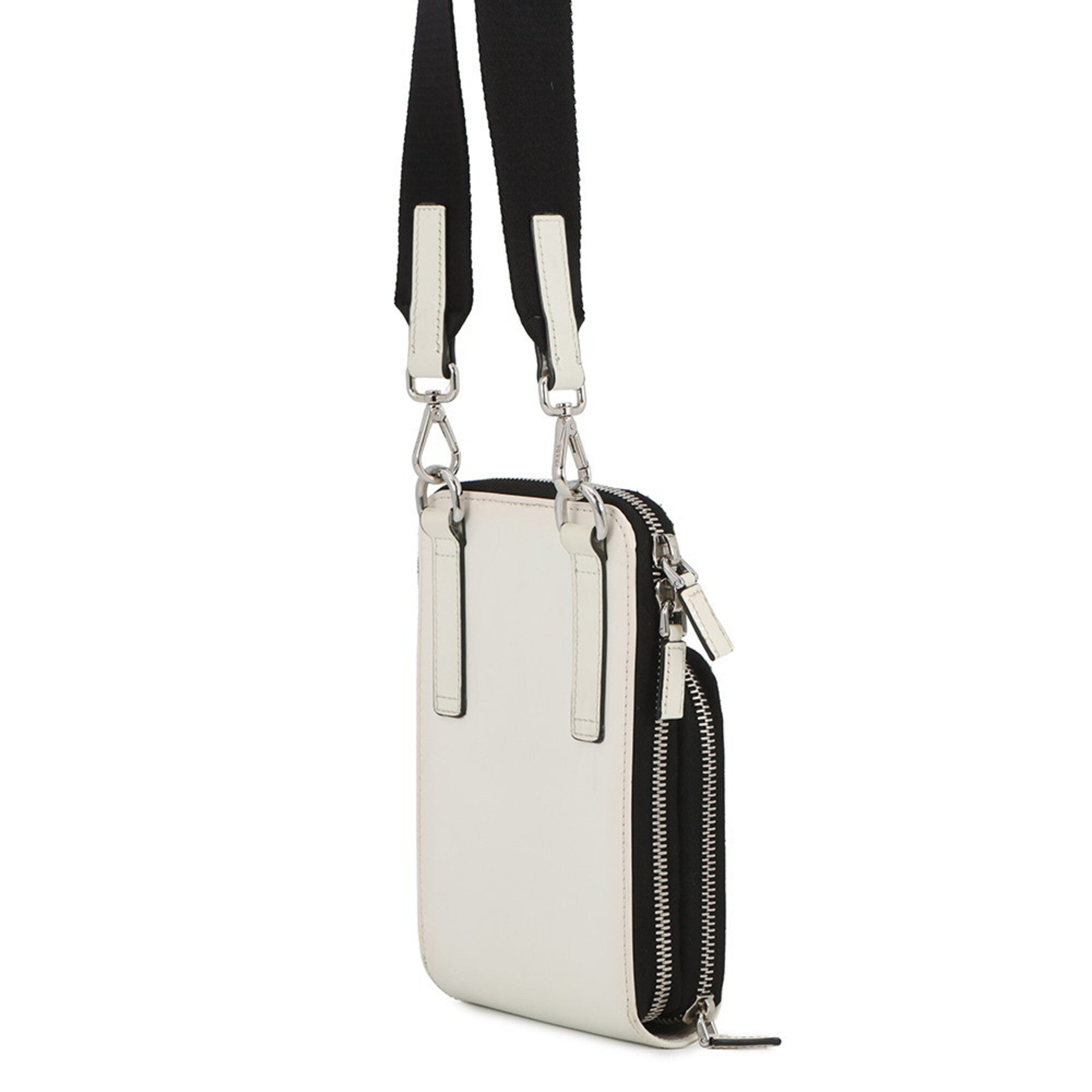 Prada Saffiano White Leather Handbag Shoulder Bag (Pre-Owned)