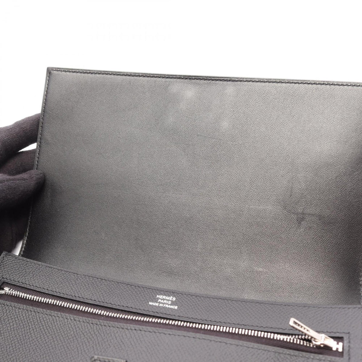 Hermes Black Epsom Leather Leather Long Wallet (Bi-Fold) (Pre-Owned)