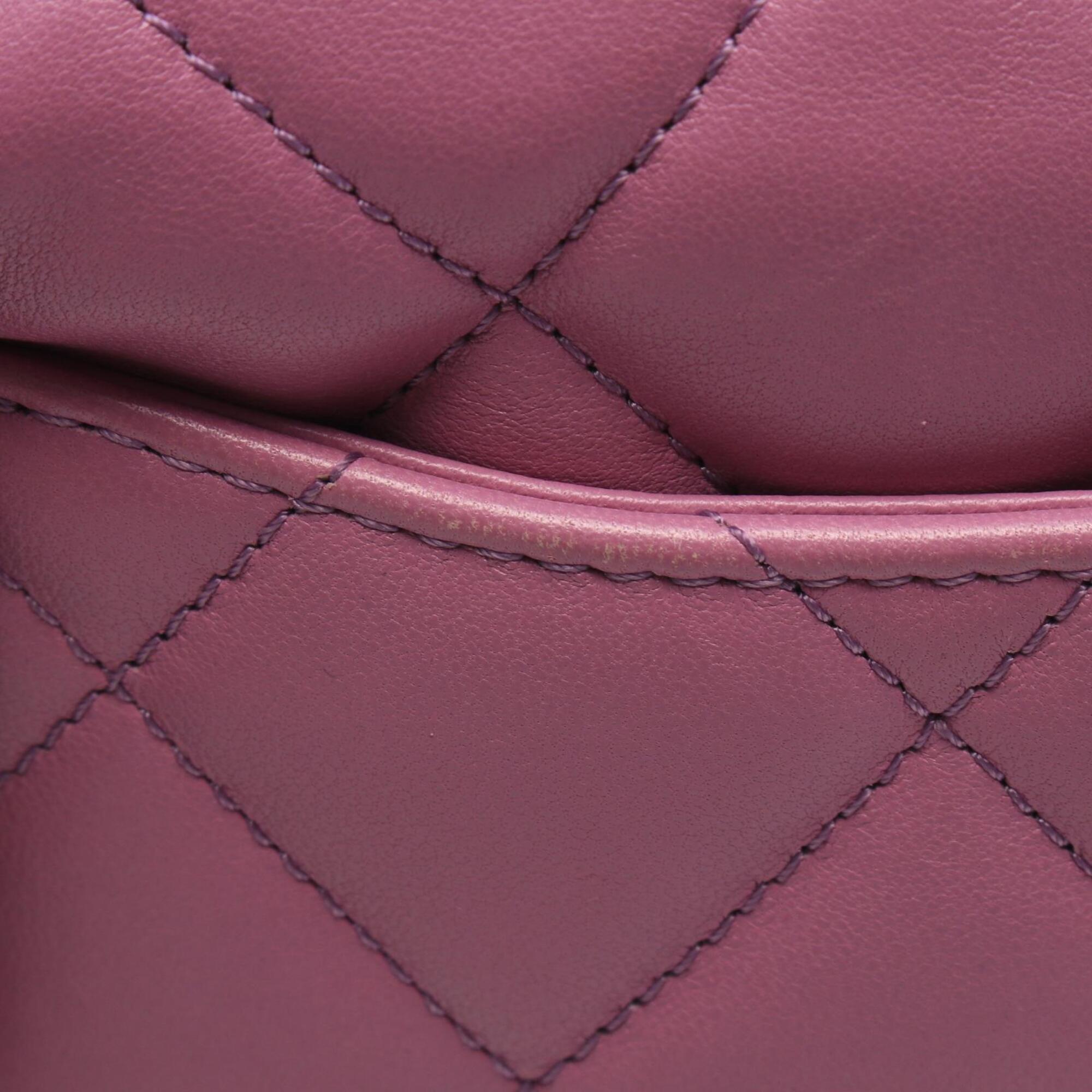 Chanel Purple Leather Handbag Shoulder Bag (Pre-Owned)