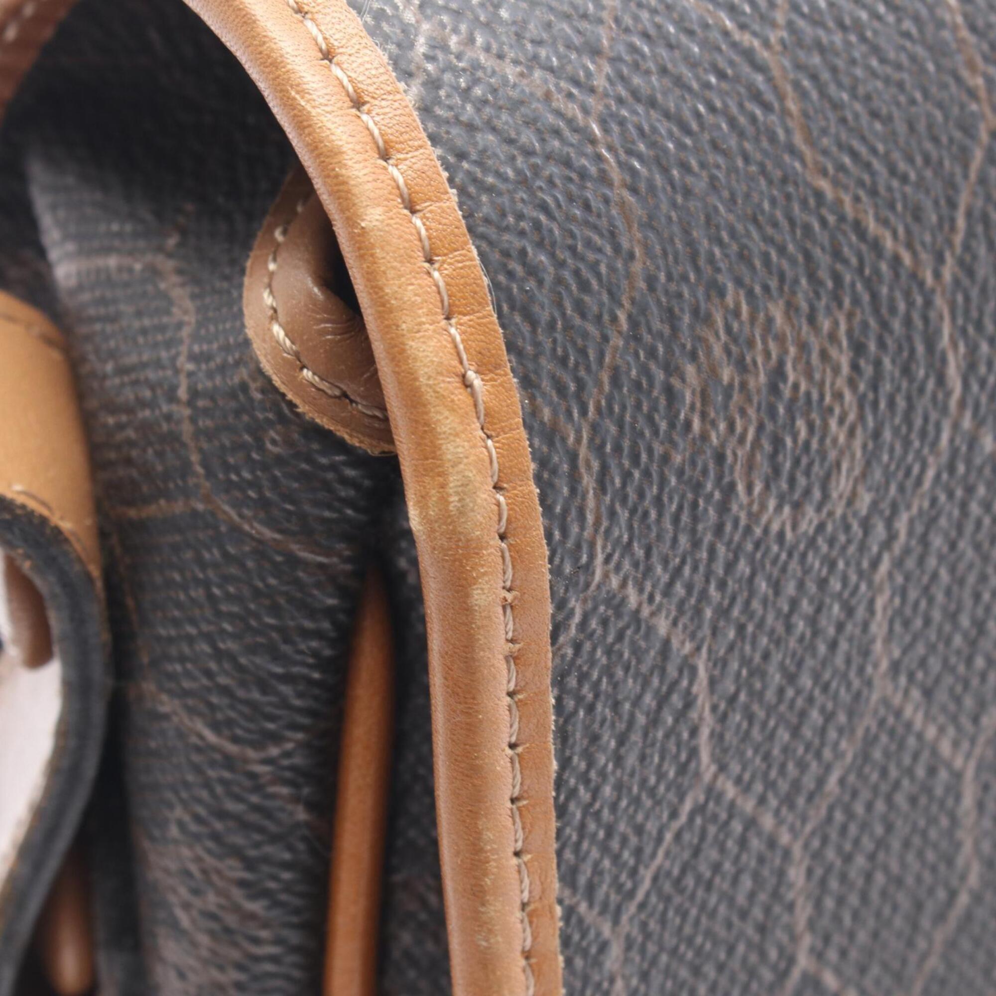 Christian Dior Black Brown Coated Canvas Leather Handbag Shoulder Bag (Pre-Owned)