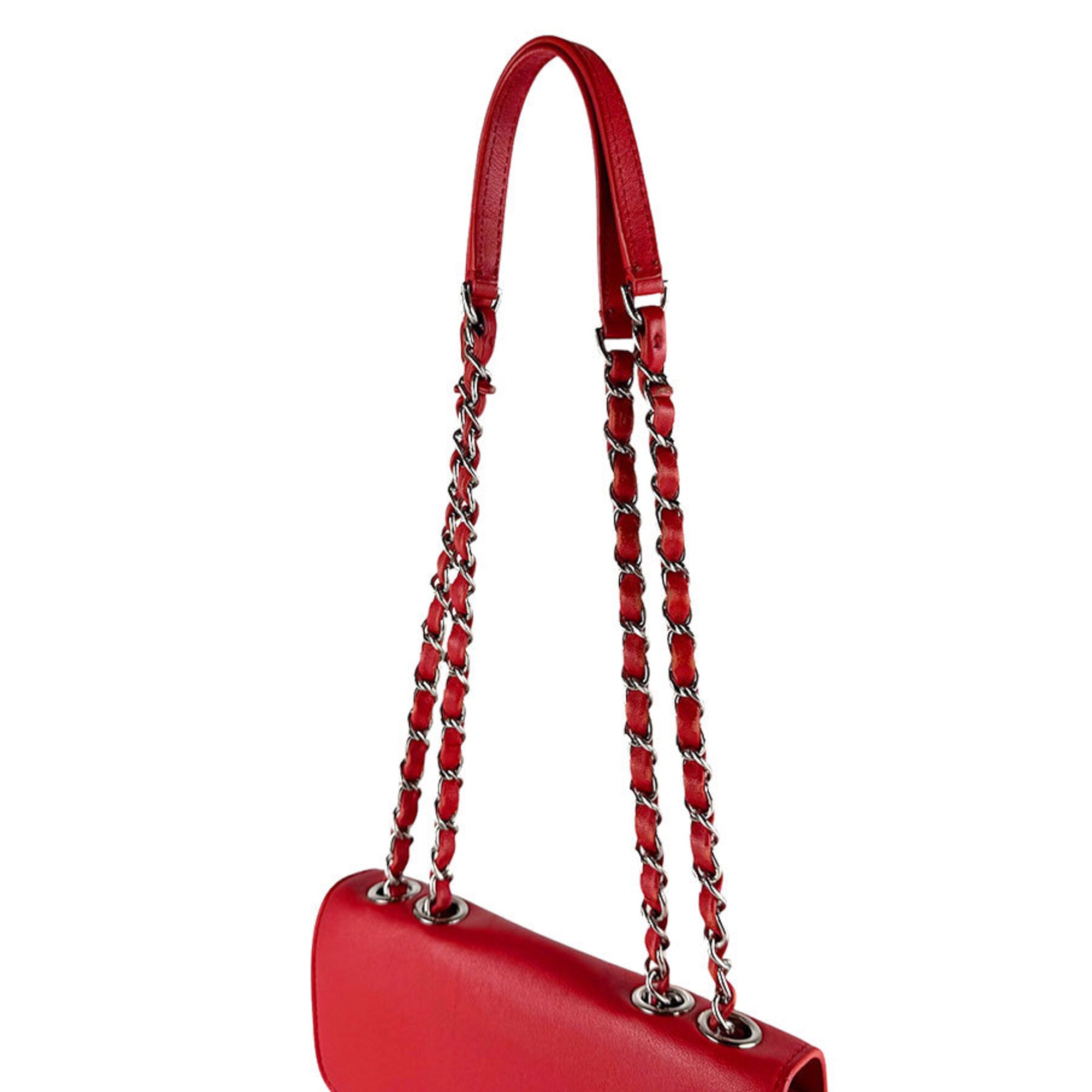 Chanel Red Color Leather Shoulder Bag (Pre-Owned)