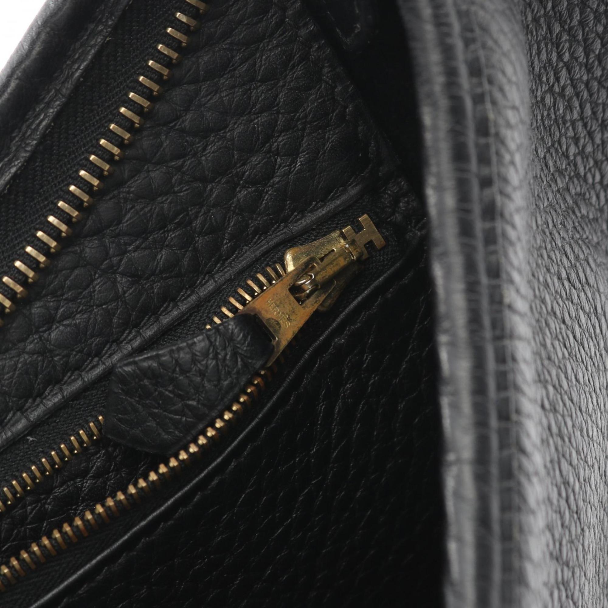 Hermes Black Taurillon Clemence Leather Handbag Shoulder Bag (Pre-Owned)
