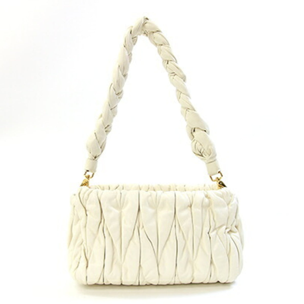 Miu Miu Matelasse Ivory Leather Handbag Shoulder Bag (Pre-Owned)