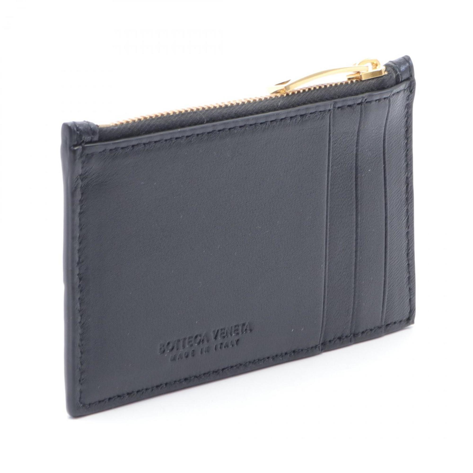 Bottega Veneta Black Leather Coin Purse/Coin Case (Pre-Owned)
