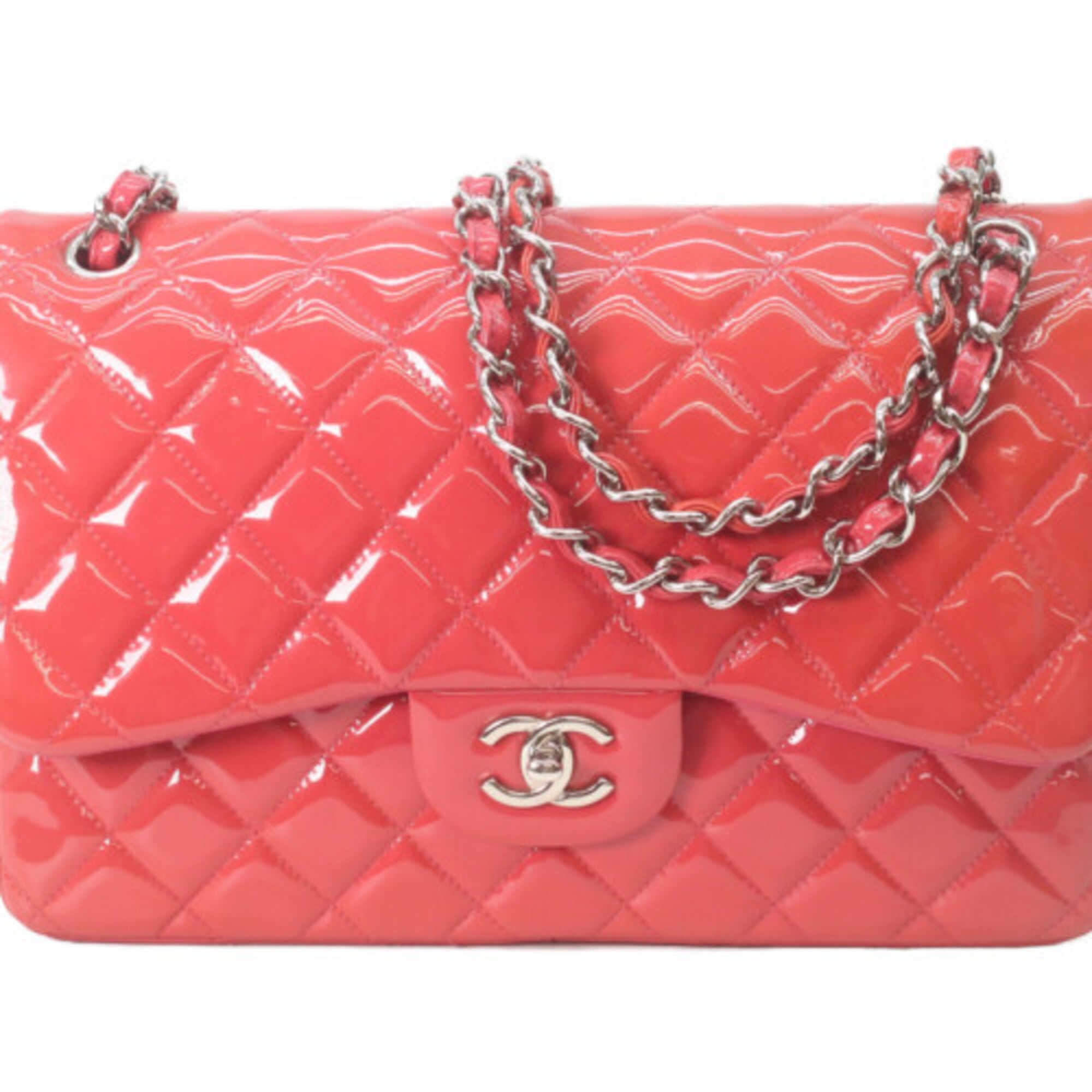 Chanel Pink Red Color Leather Shoulder Bag (Pre-Owned)