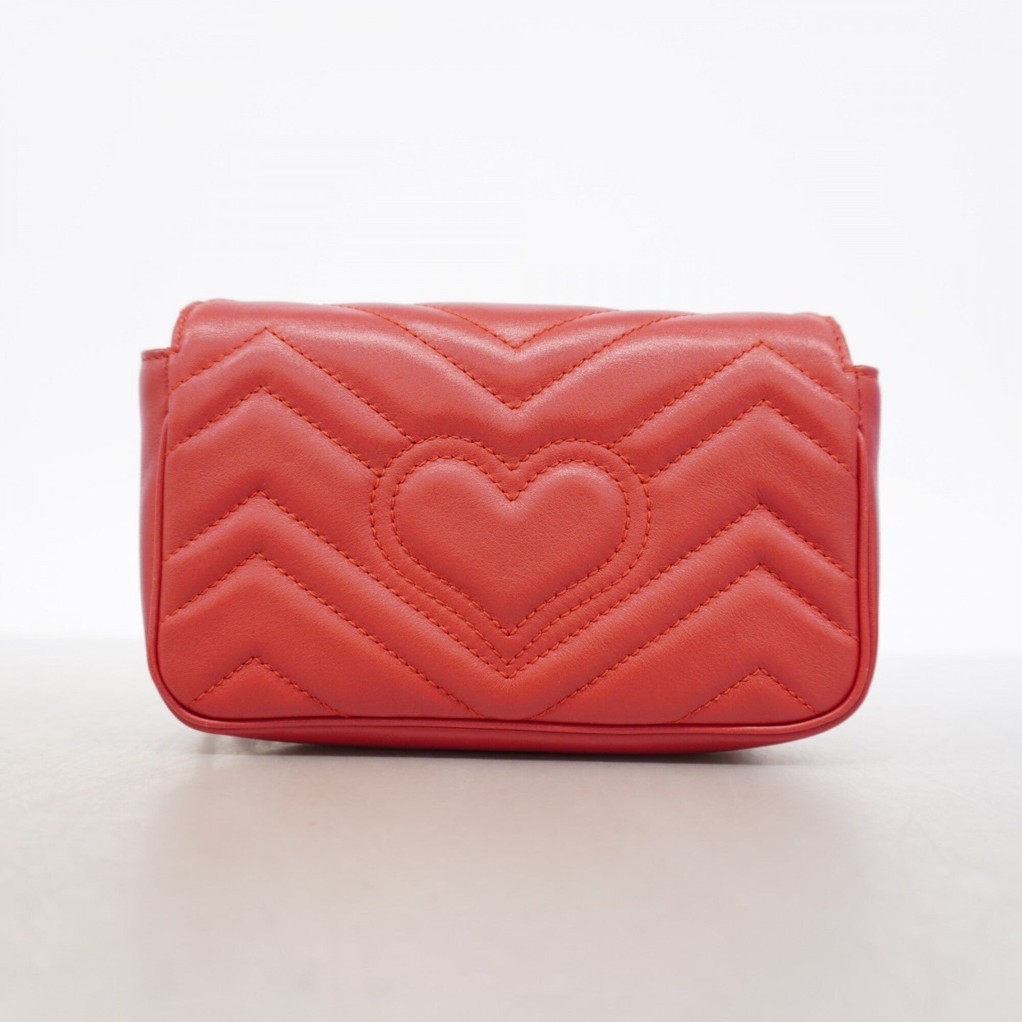 Gucci Red Color Leather Shoulder Bag (Pre-Owned)