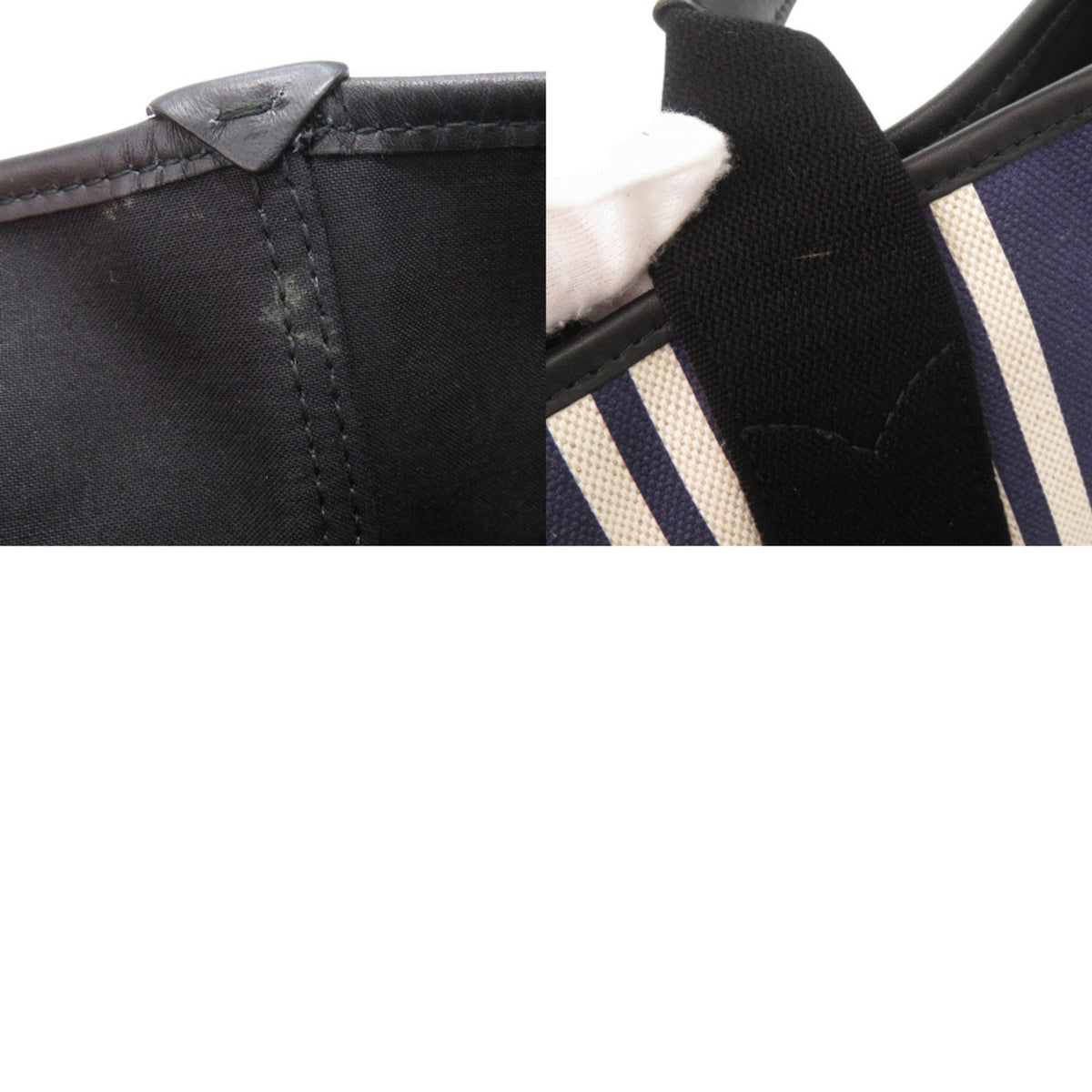 Balenciaga Black Navy White Canvas Leather Handbag Tote Bag (Pre-Owned)