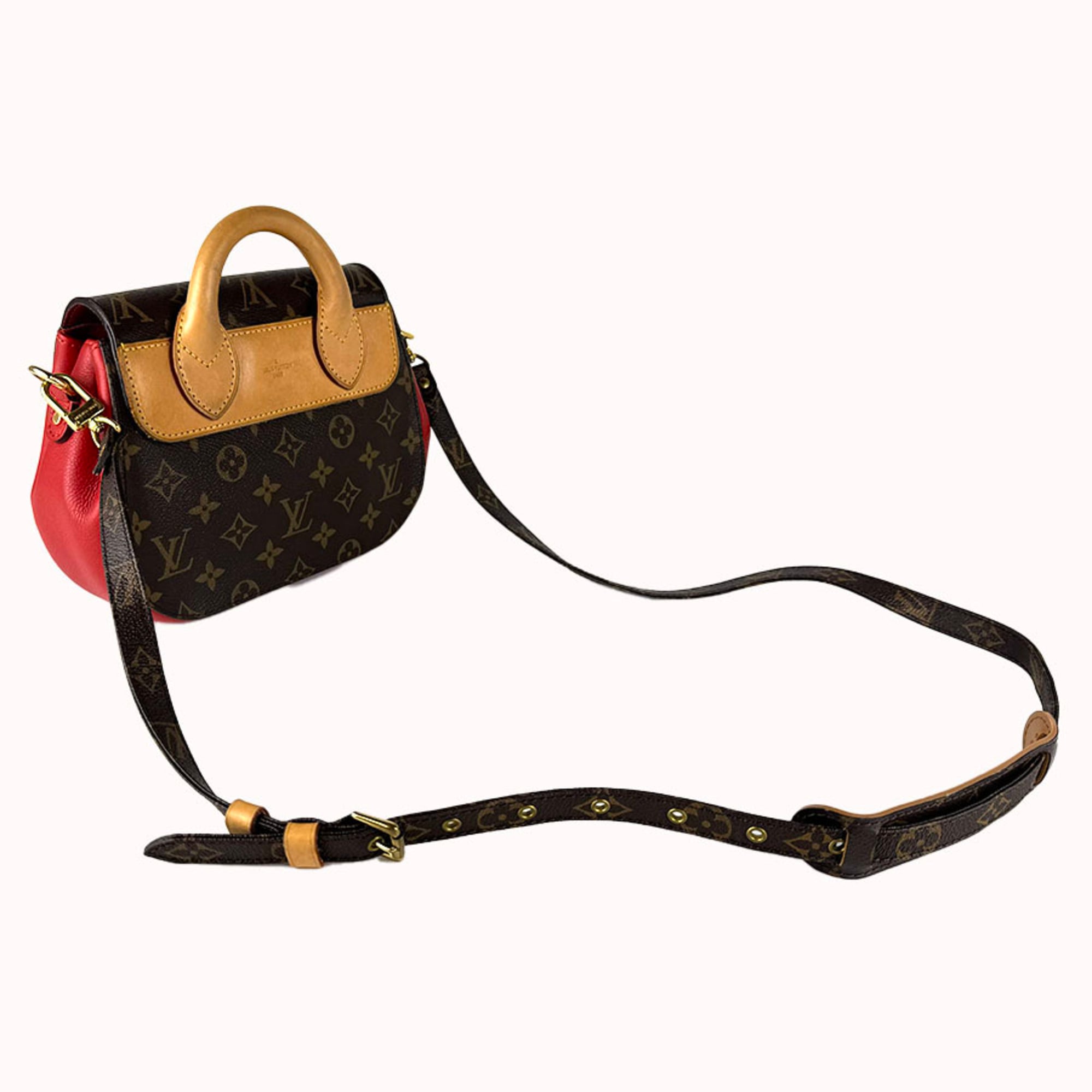 Louis Vuitton Brown Monogram Red Color Monogram Leather Shoulder Bag (Pre-Owned)