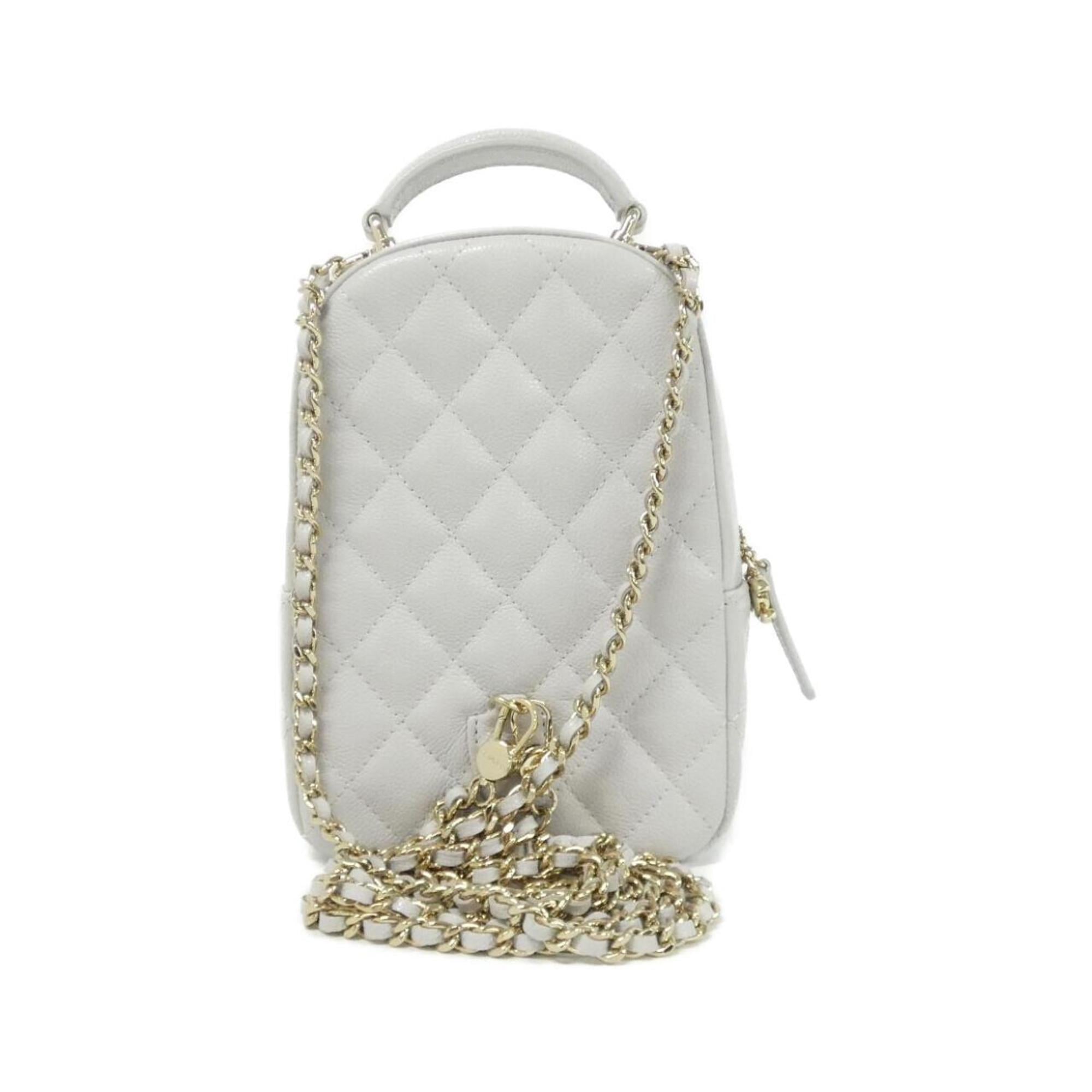Chanel Light Gray Grained Calfskin Backpack (Pre-Owned)