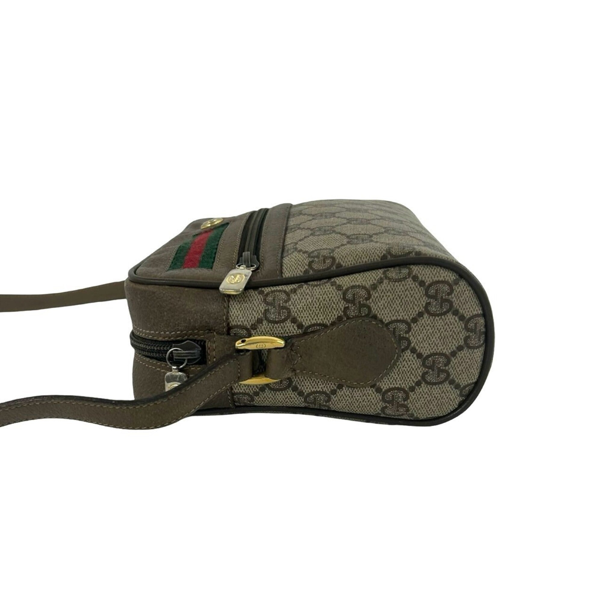 Gucci Brown Green Red Color Leather Pvc Pochette Shoulder Bag (Pre-Owned)
