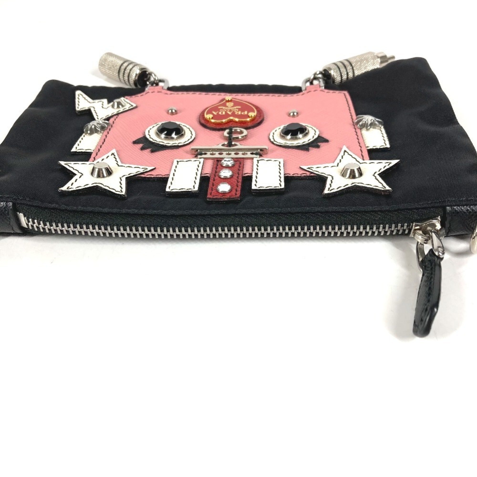 Prada Black Nylon Handbag Pouch Shoulder Bag (Pre-Owned)
