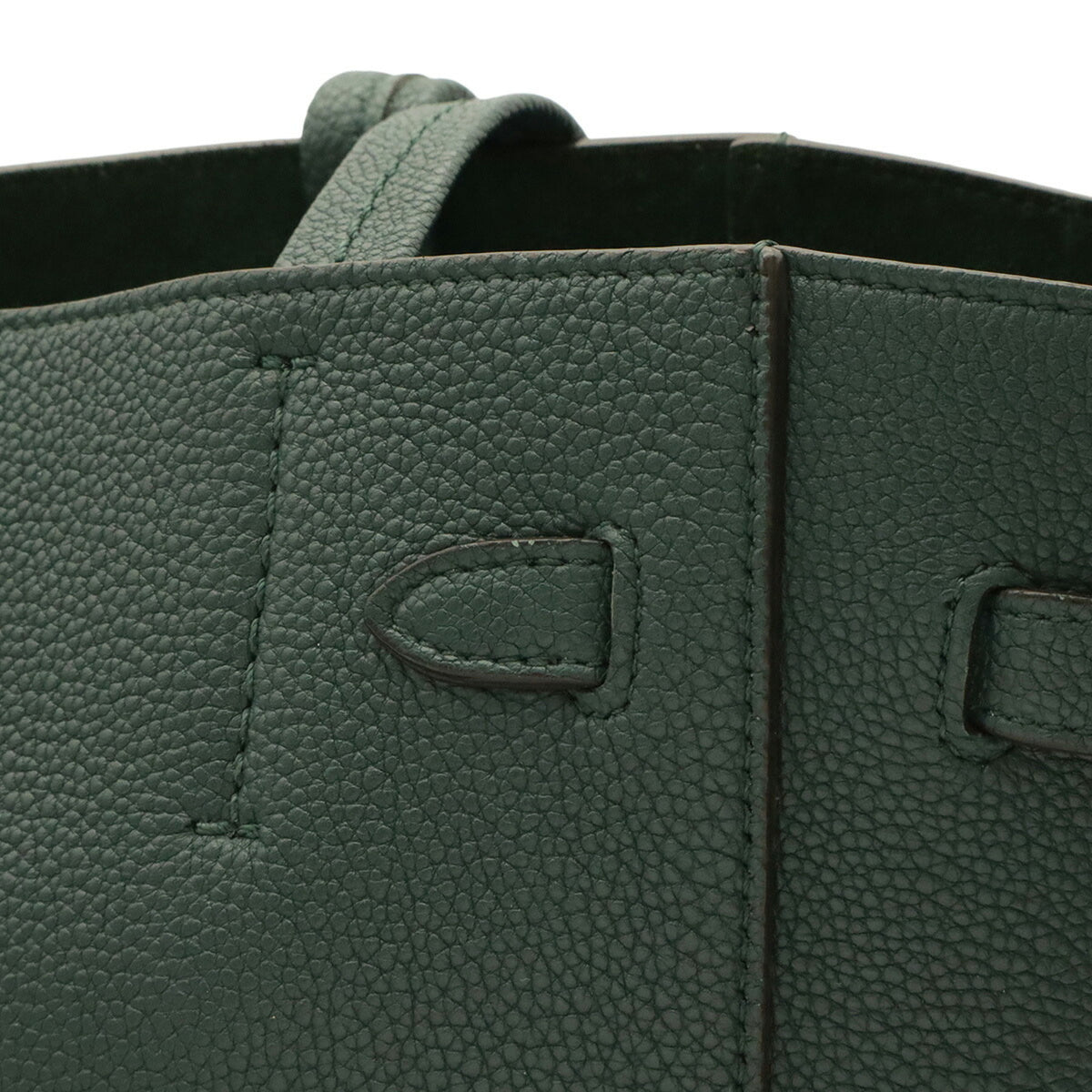 Celine Cabas Dark Green Leather Shoulder Bag Tote Bag (Pre-Owned)