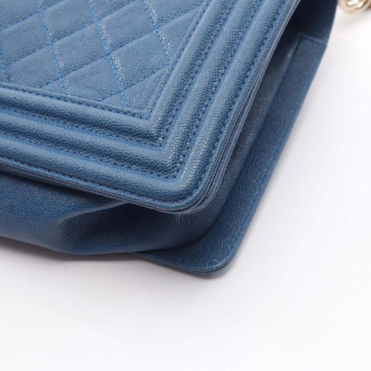Chanel Blue Grained Calfskin Handbag Shoulder Bag (Pre-Owned)