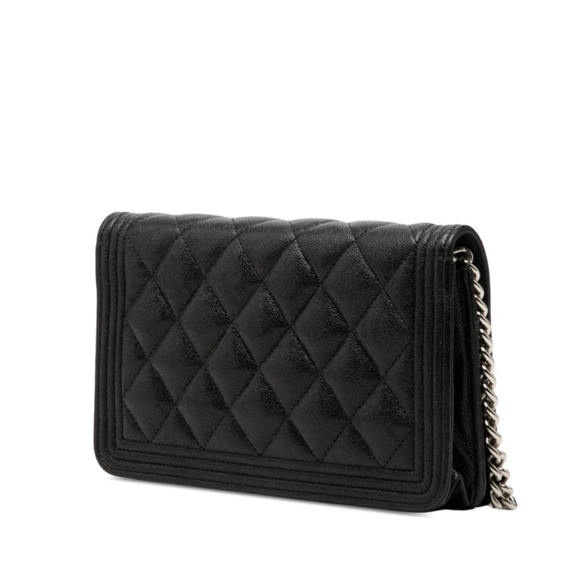 Chanel Matelasse Black Grained Calfskin Shoulder Bag (Pre-Owned)